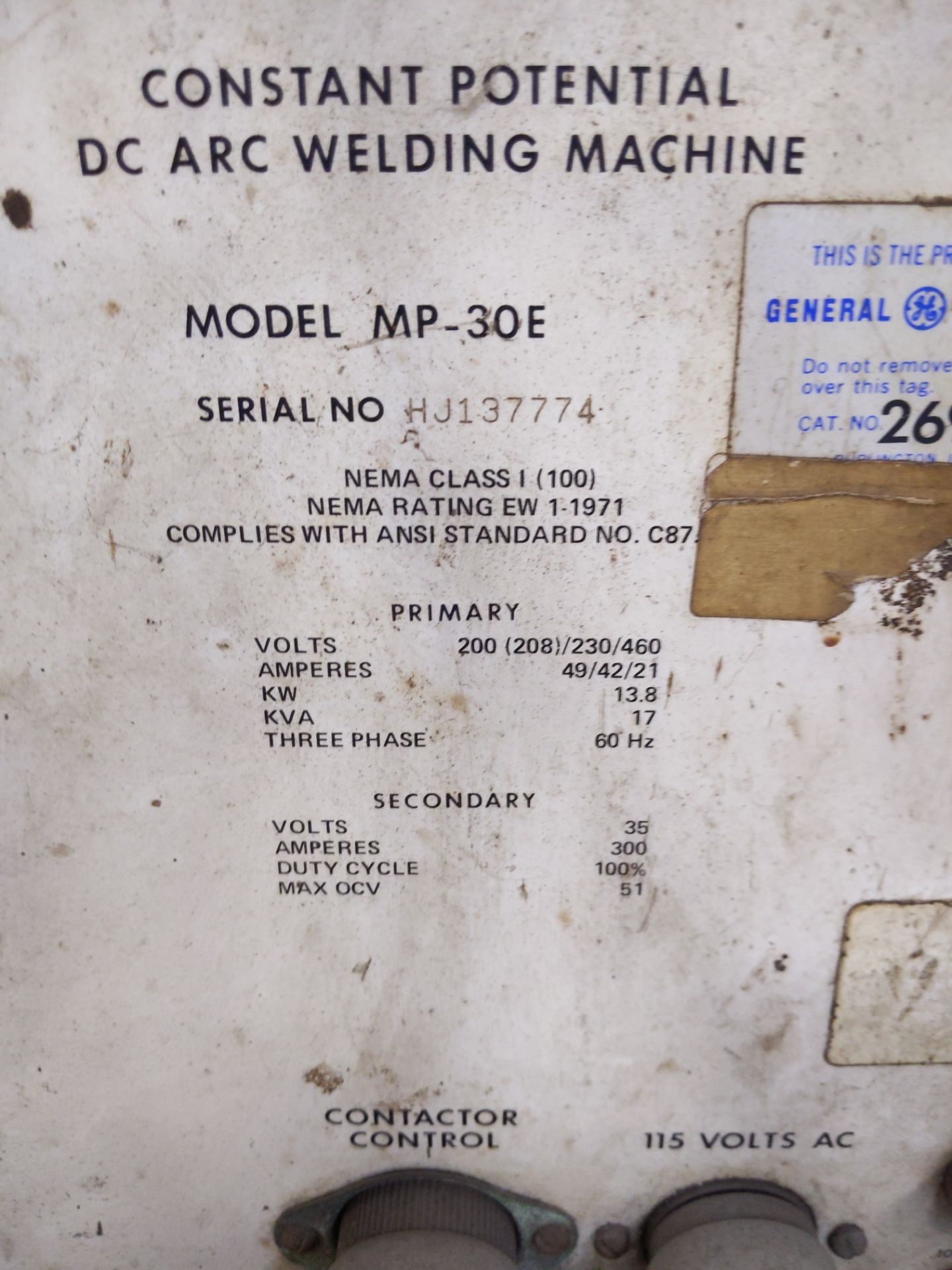 MILLER PORTABLE MIG WELDER 460V - Image 2 of 3