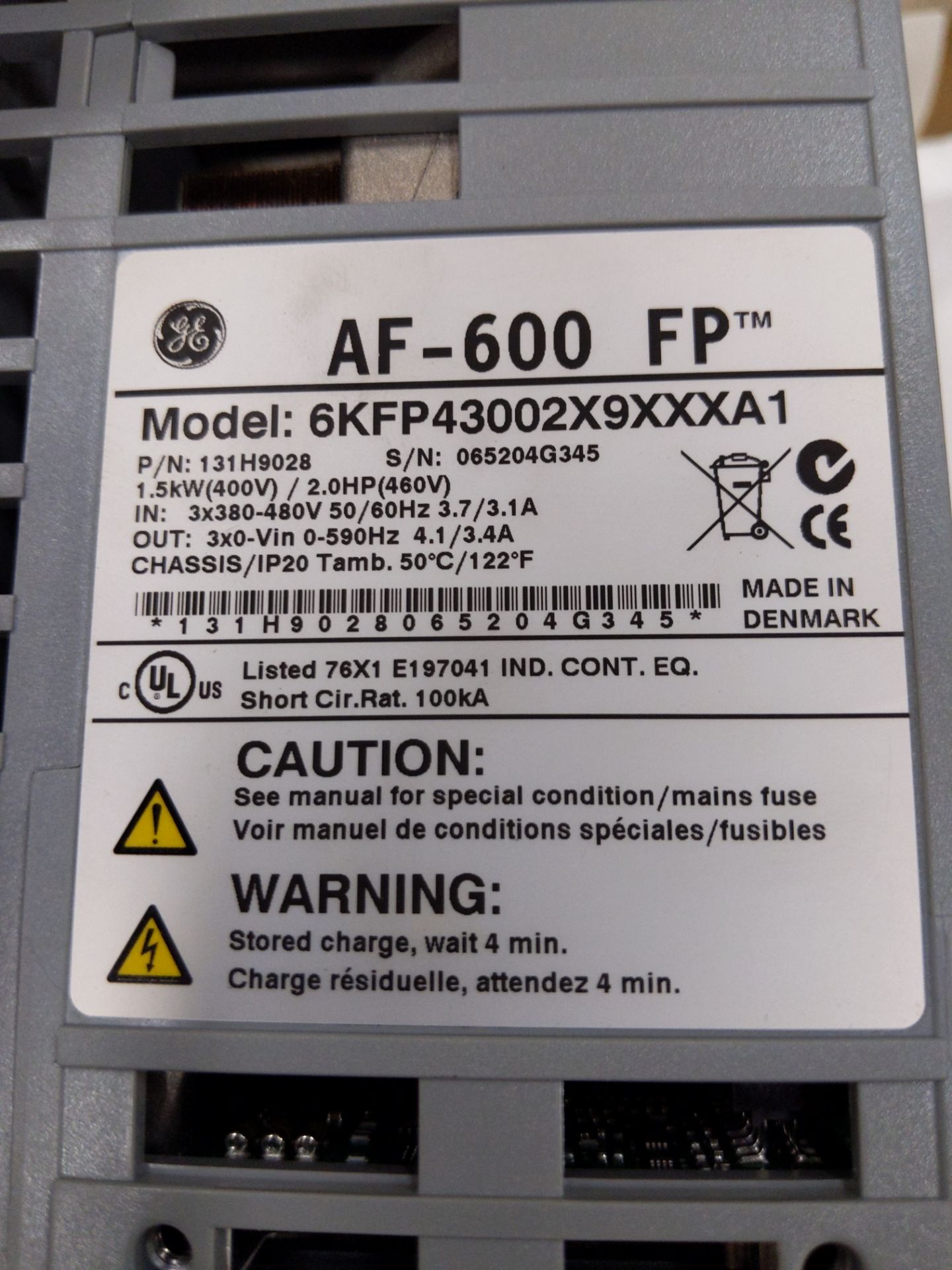 GE AF-600 FP 2HP FAN & PUMP DRIVE - Image 2 of 2