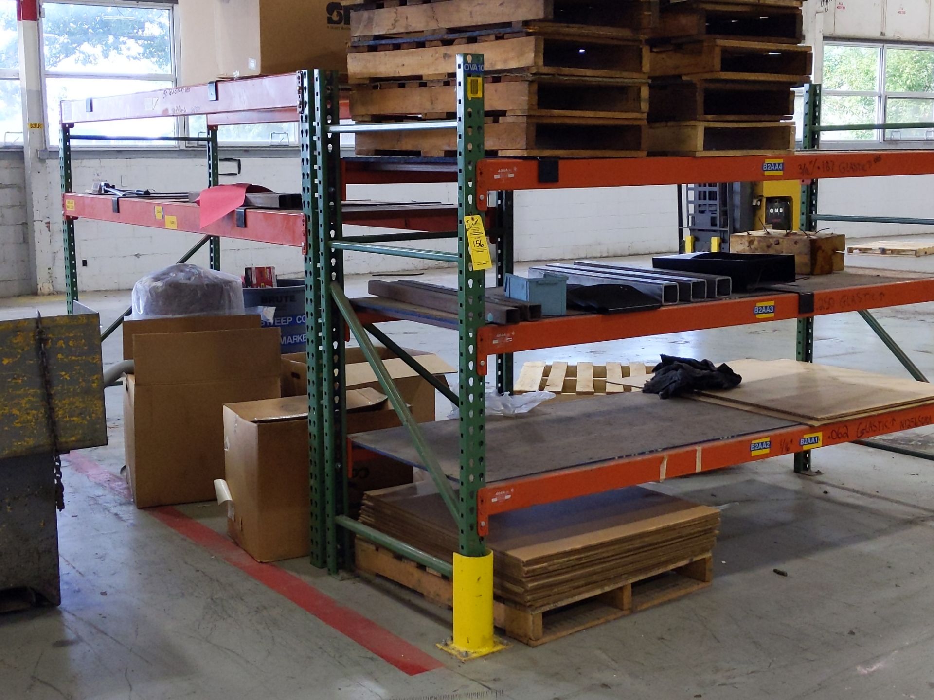 PALLET RACKING AND CONTENTS; (4) 6' UPRIGHTS; (4) 10' CROSSBARS; (6) 8' CROSSBARS