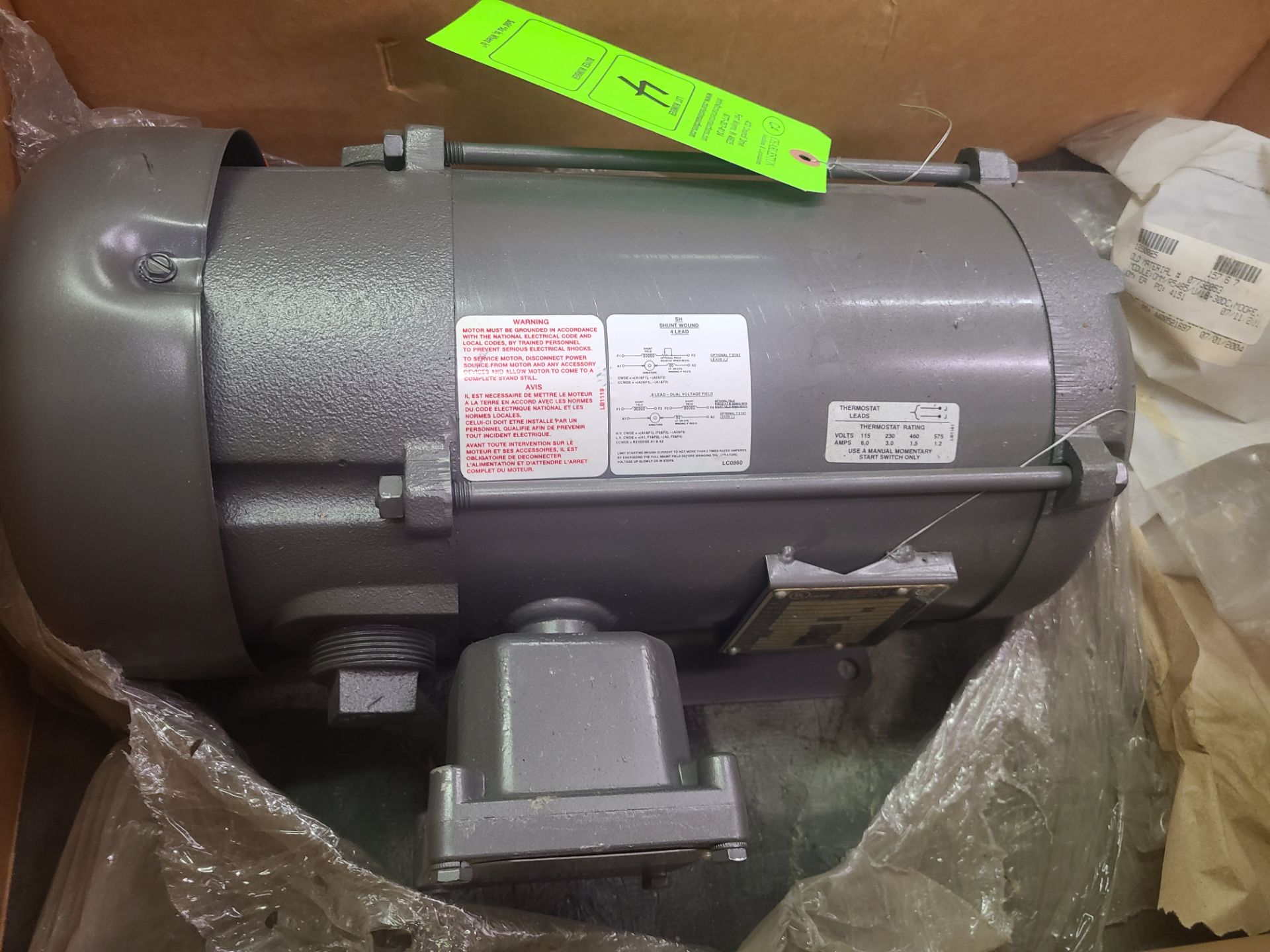 BALDOR ELECTRIC MOTOR 3/4 HP 1750 RPM FRAME 182 CZ; MODEL # BV802063; CAT # CDX1875