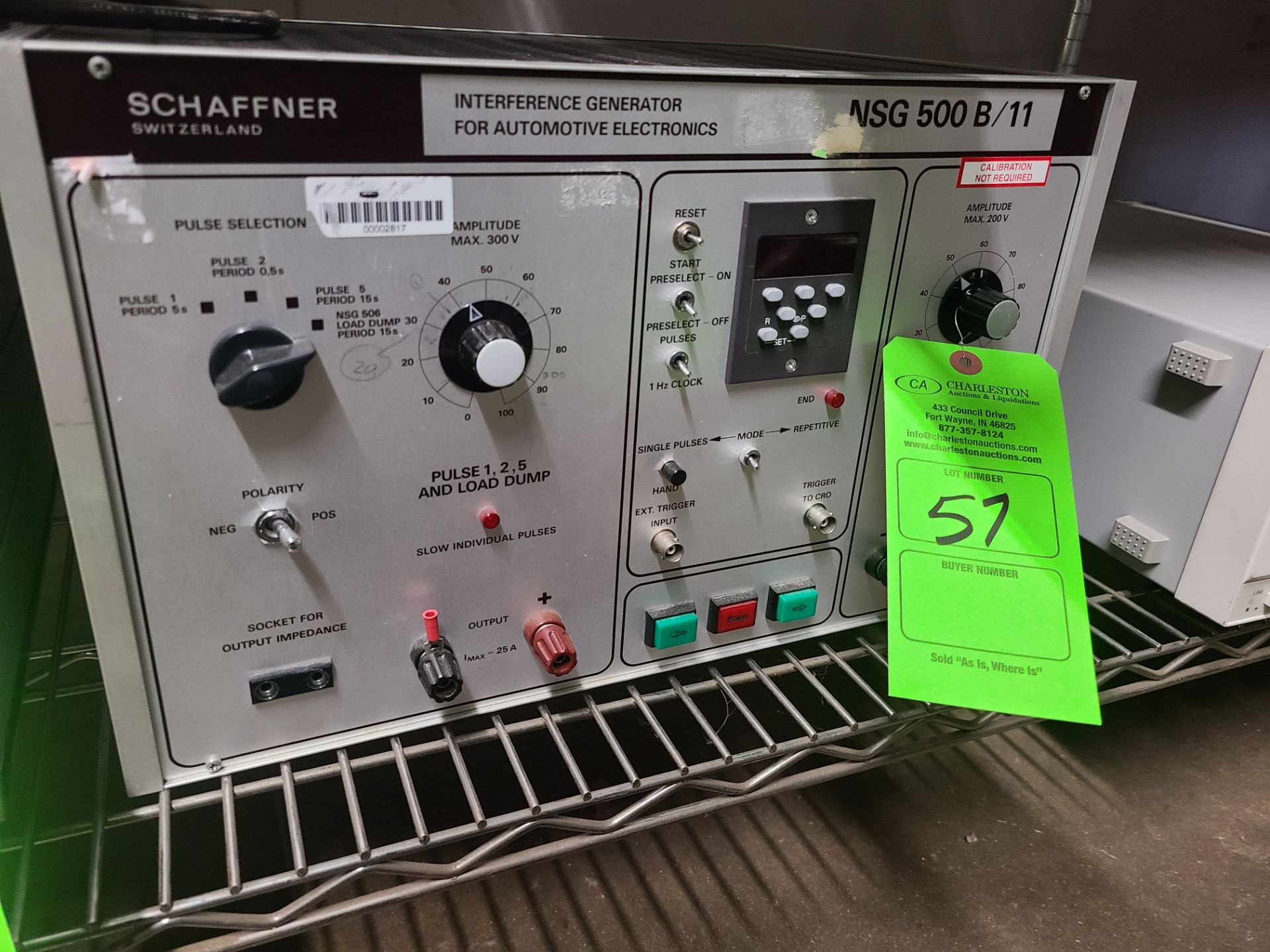 SCHAFFNER INTERFERENCE GENERATOR FOR AUTOMOTIVE ELECTRONICS MODEL # NSG500 B/12