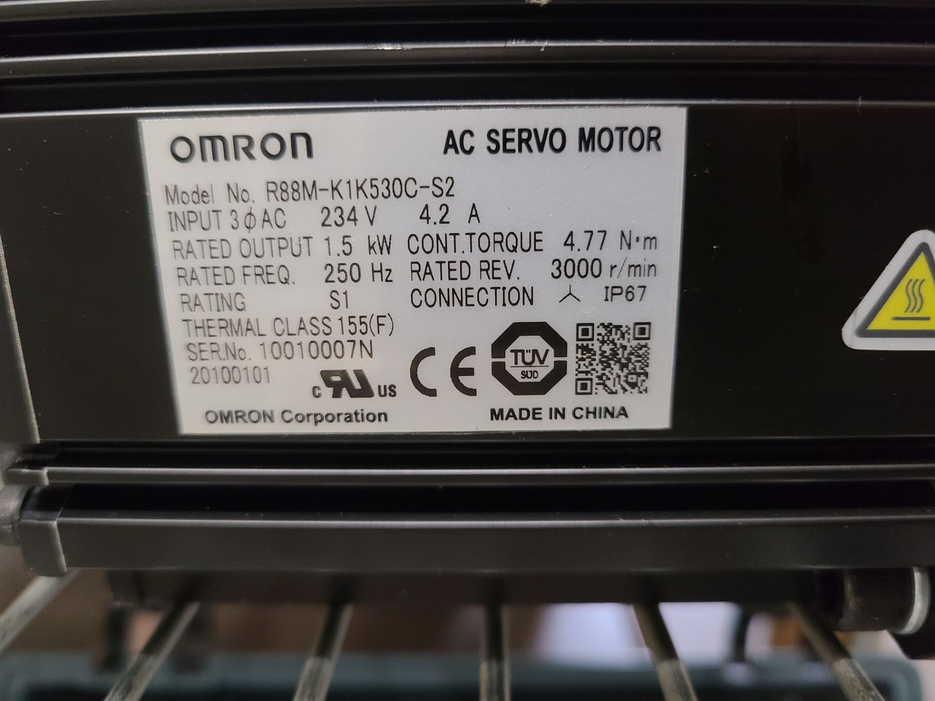 (2) OMRON AC SERVO DRIVE MODEL # R88M-K1K530C-S2 - Image 3 of 4