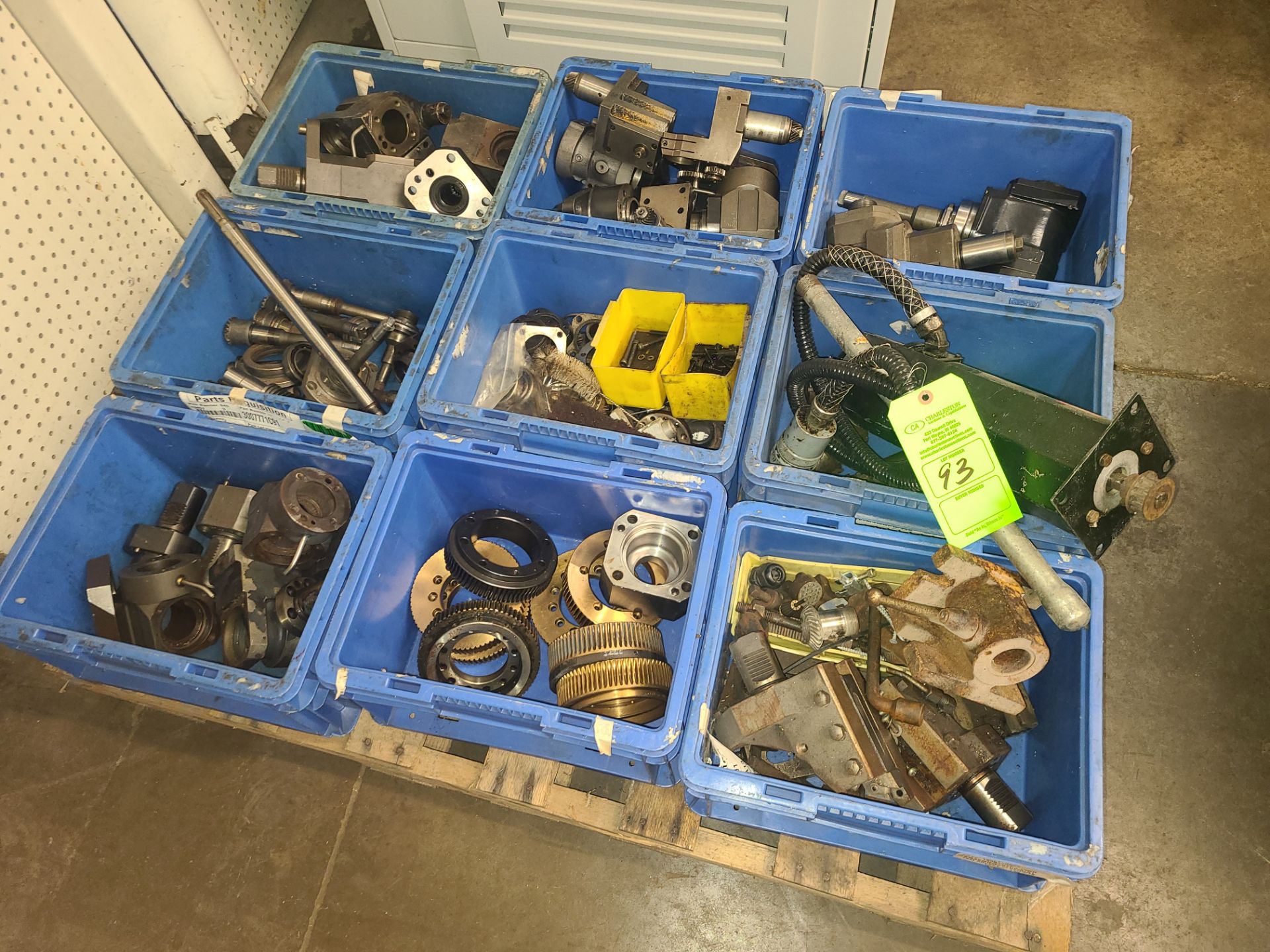 PALLET OF VARIOUS MILL PARTS AND TOOLING