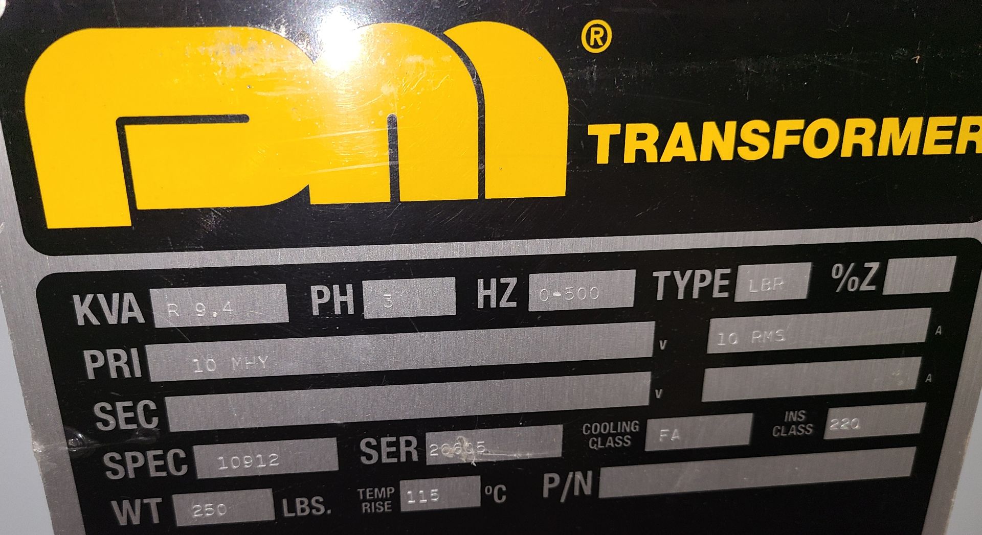 PM TRANSFORMER KVA-R 9.4 - Image 2 of 3