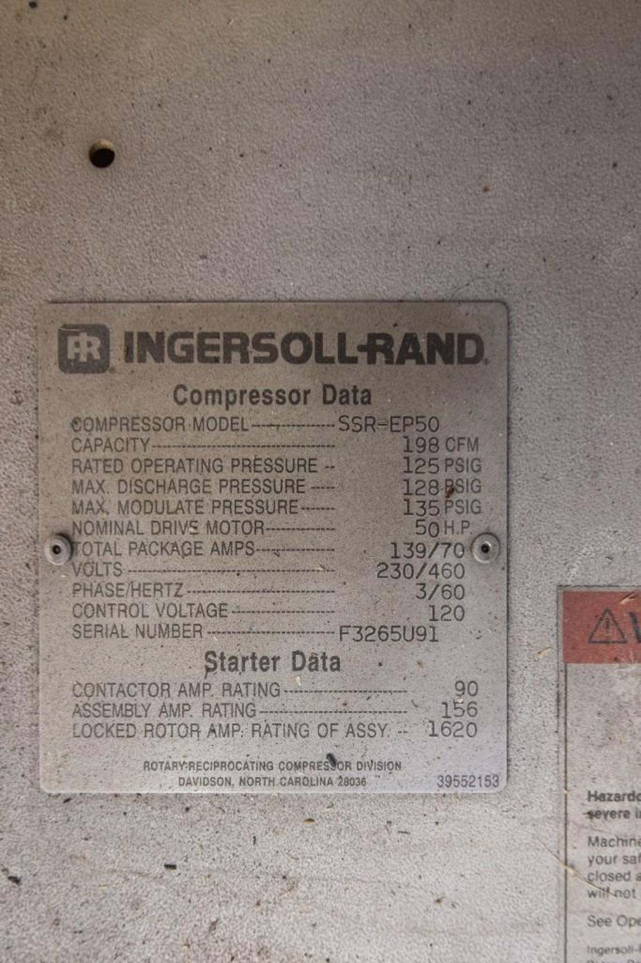Ingersoll- Rand Compressor SSR-EP50 - Image 9 of 9