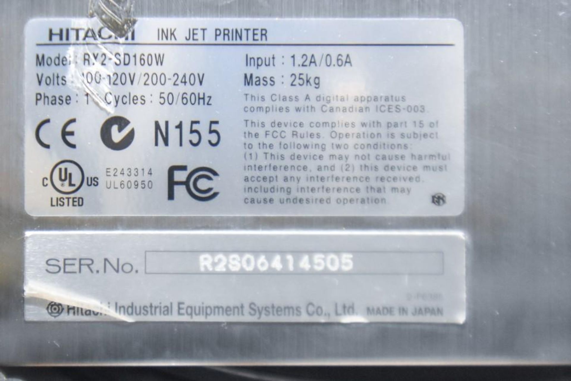 Hitachi PD-D Series Continuous Inkjet Printer - Image 8 of 8