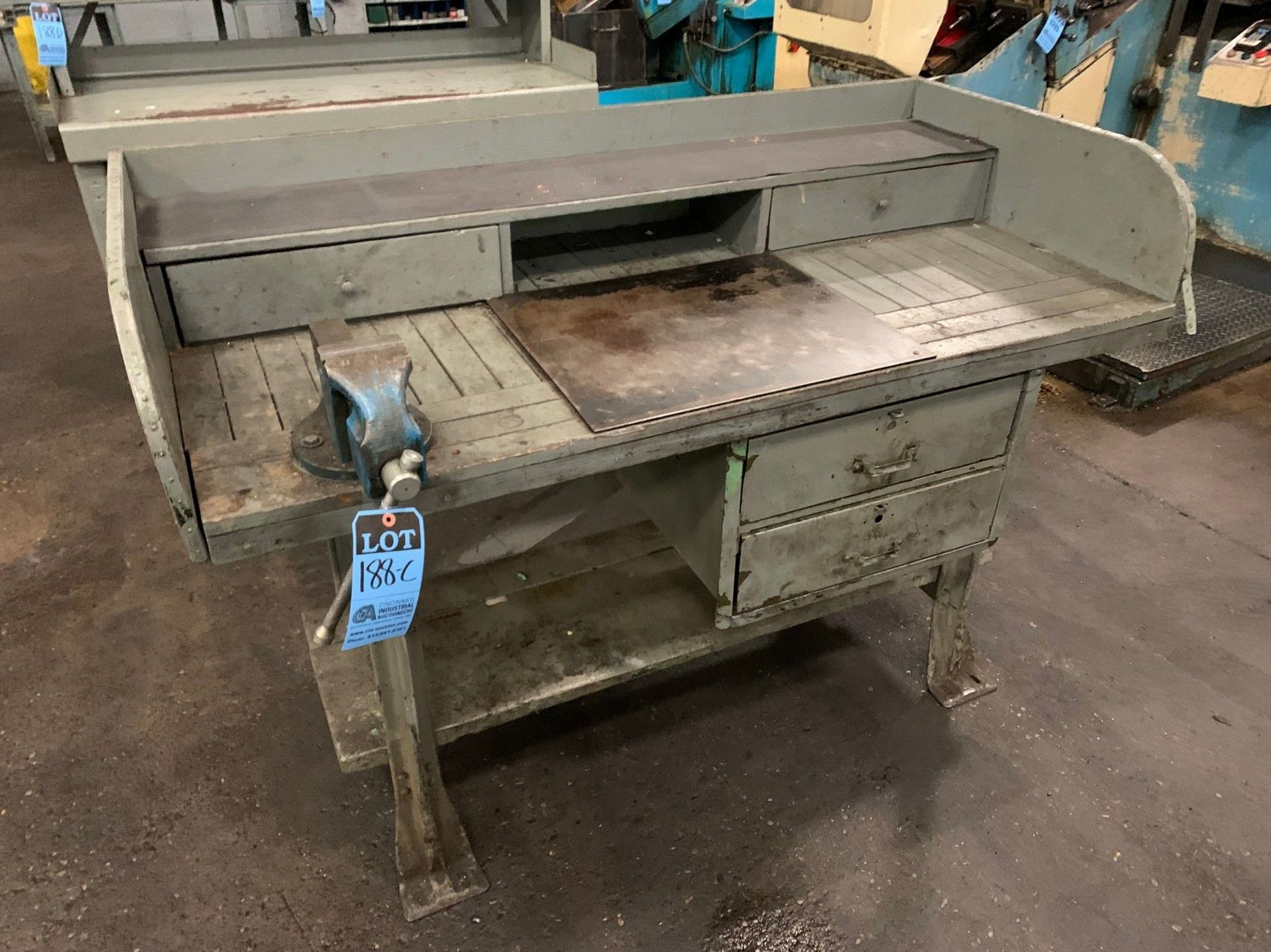 30" X 72" WOOD WORKBENCH WITH VISE