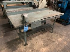 31" X 72" STEEL FRAME WOOD TOP WORKBENCH WITH VISE