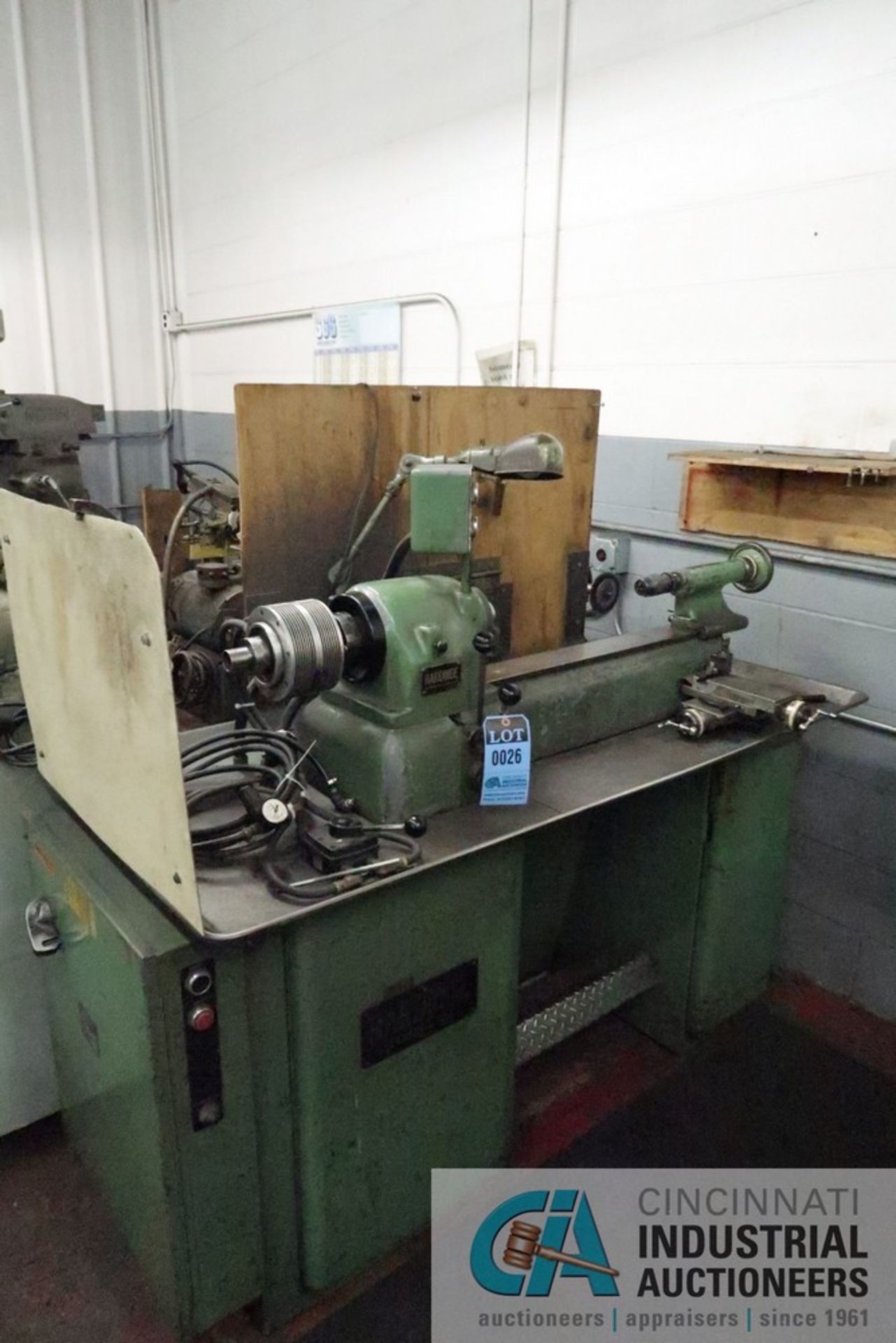 9" X 20" HARDINGE DV-59 DOVETAIL BED PRECISION LATHE; S/N N/A, COLLET CHUCK, 1-1/4" THROUGH HOLE,