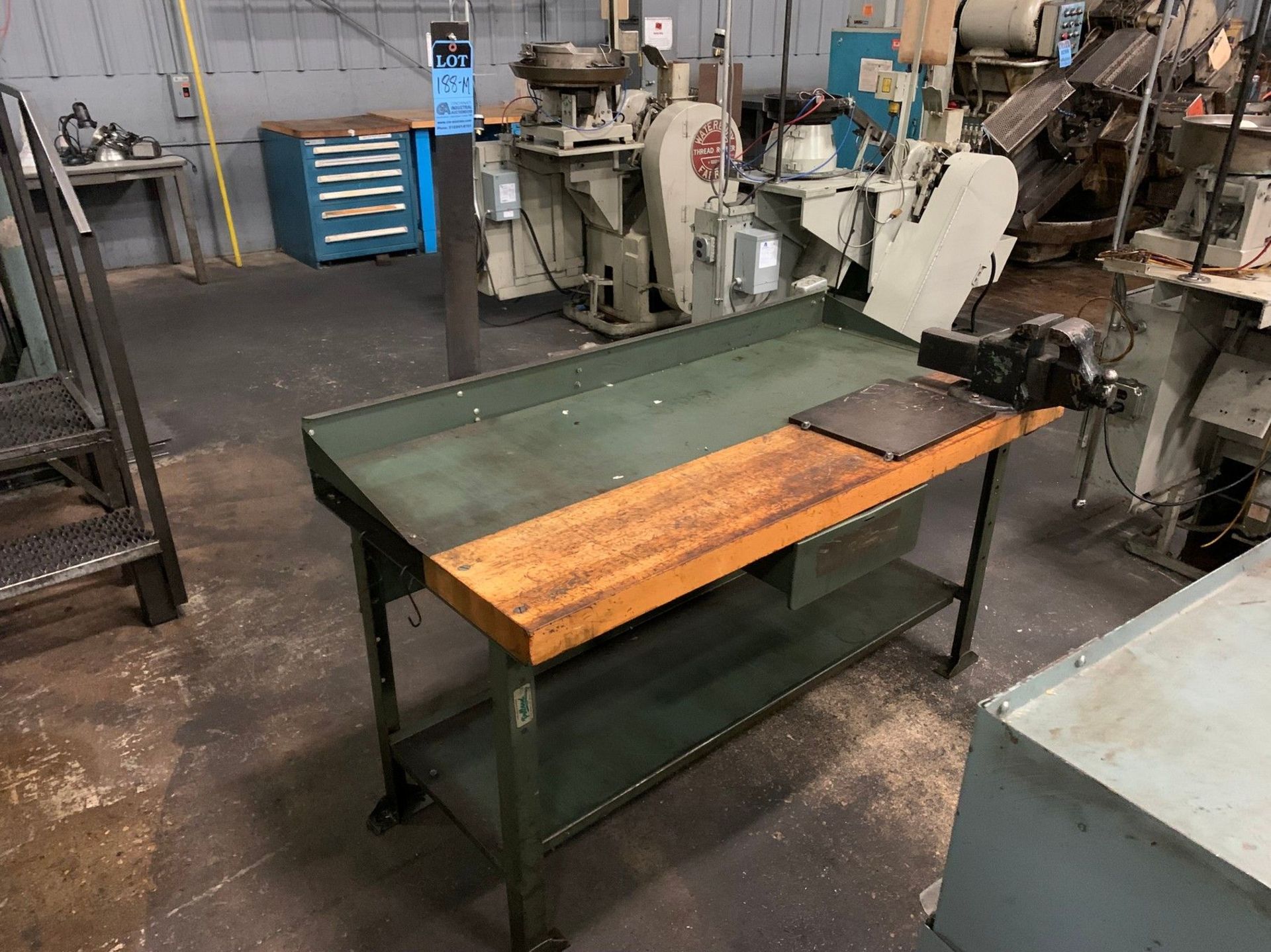 29" X 60' STEEL FRAME WOOD TOP WORKBENCH WITH VISE
