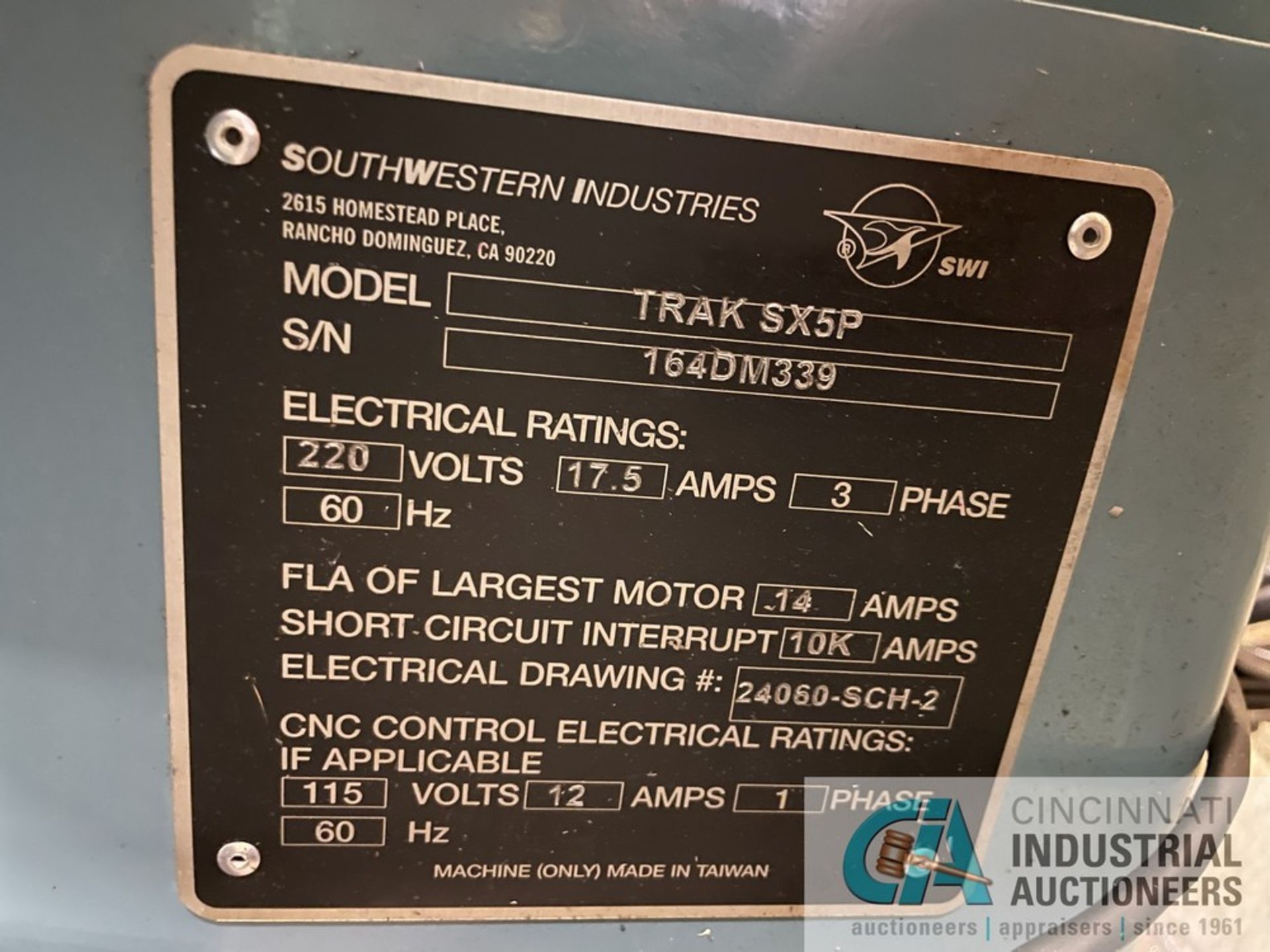 5-HP TRAK MODEL DPMSX5P BED TYPE CNC VERTICAL MILL; S/N 164DM339, 12" X 50" TABLE, 30-TAPER SPINDLE, - Image 7 of 12