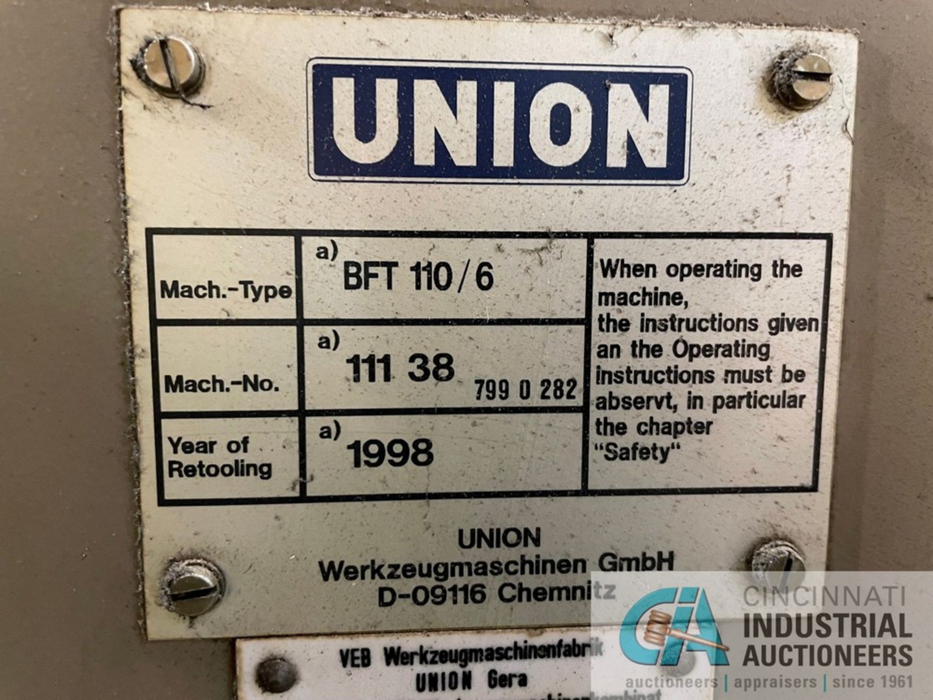 39" TOS MODEL SKJ-10-B VERTICAL TURRET LATHE; S/N 2212342, 16-225 RPM TABLE SPEEDS, 5-POSITION - Image 10 of 14