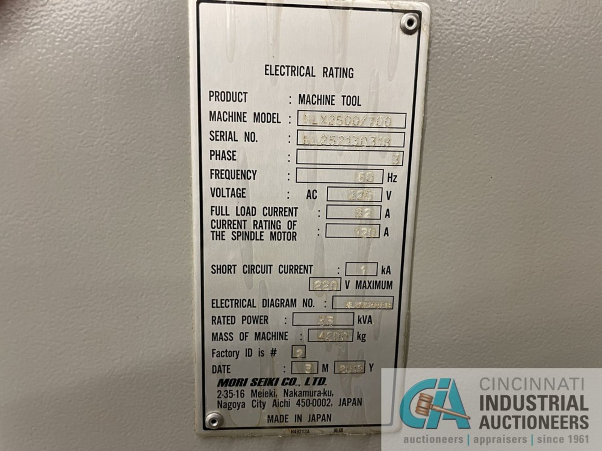 MORI SEIKI MODEL NLX2500/700 CNC TURNING CENTER; S/N NL252130318, M730BM CONTROL, 10" KITAGAWA 3-JAW - Image 7 of 18