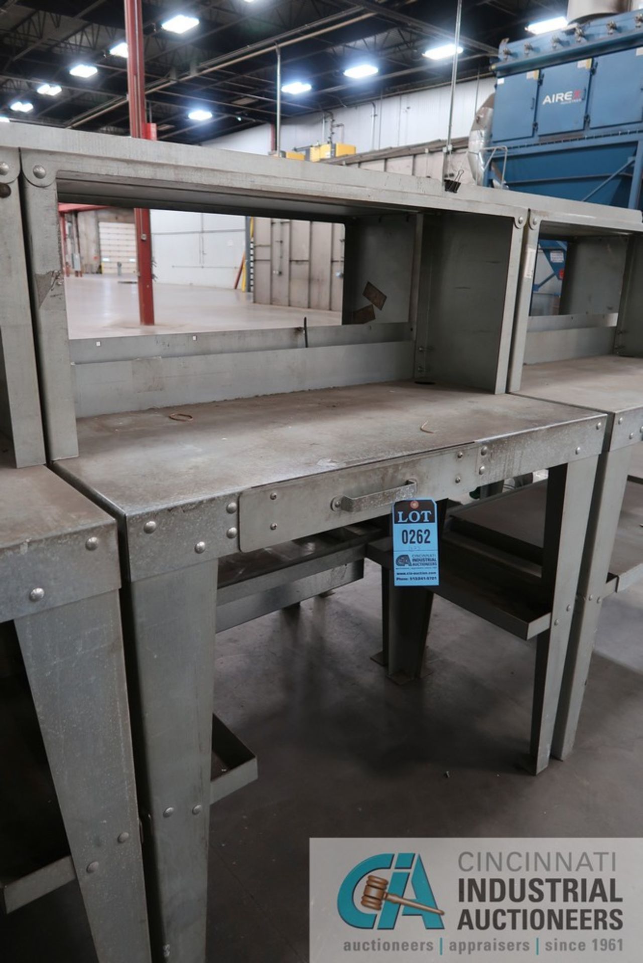 24" X 48" X 42" HIGH HEAVY DUTY GALVANIZED STEEL BOLT TOGETHER WORKBENCHES WITH 12" X 19" HIGH