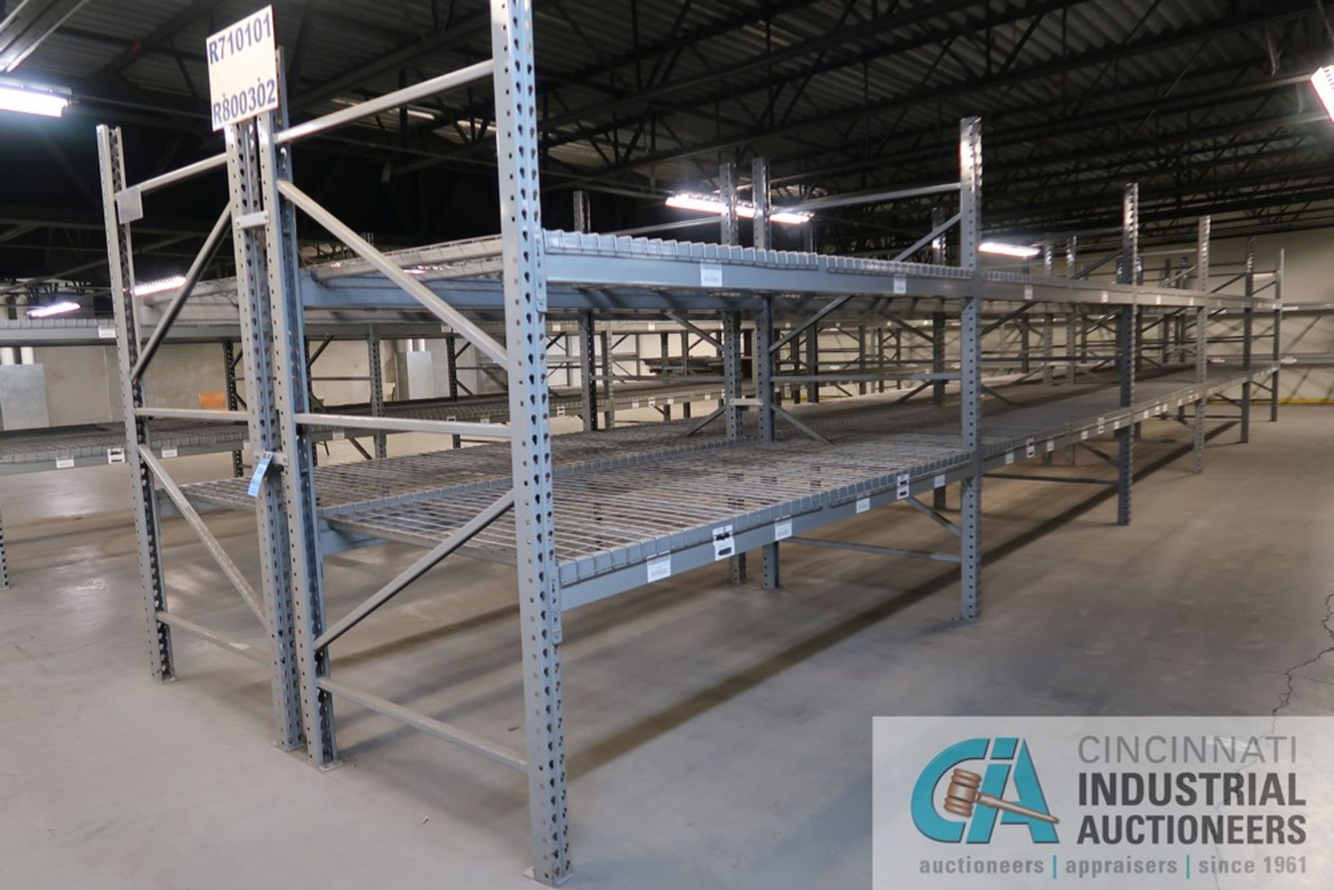 SECTIONS 50" X 108" X 96" HIGH SPACERAK TEAR DROP STYLE ADJUSTABLE BEAM PALLET WITH WIRE DECKING