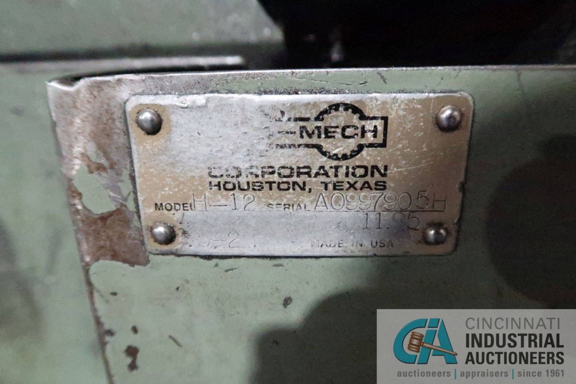 12" X 12" HYD-MECH MODEL H-12 AUTO HORIZONTAL BAND SAW; S/N A0997905H, PLC100 CONTROL, 36" STROKE - Image 9 of 9