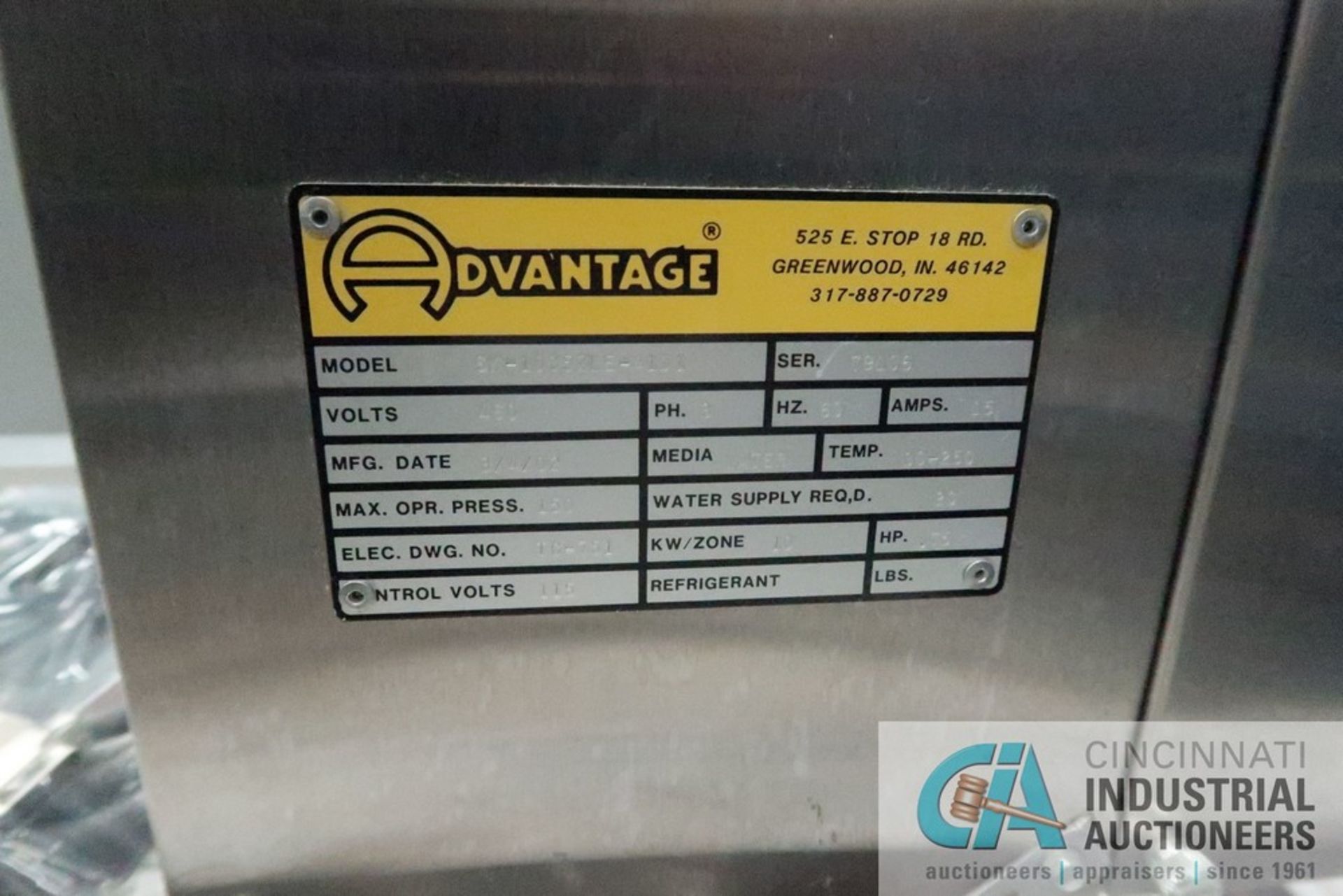 ADVANTAGE SENTRA 2000LE TEMPERATURE CONTROLLERS; S/N 79106 AND 79105 (NEW 3-4-02) - Image 3 of 5