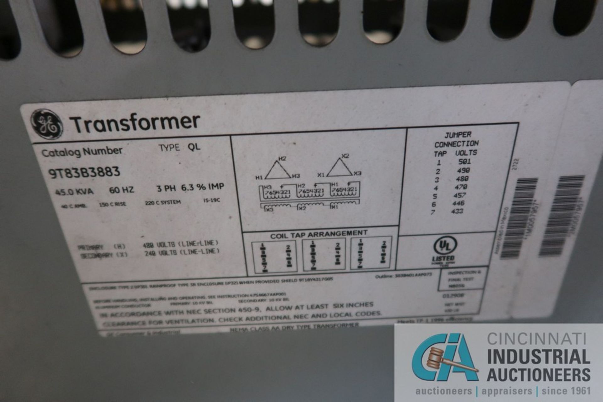 45 KVA MCKINLEY HILL FOUR-ZONE WELD HEATER POWER SUPPLY WITH G.E. TRANSFORMER - Image 3 of 7