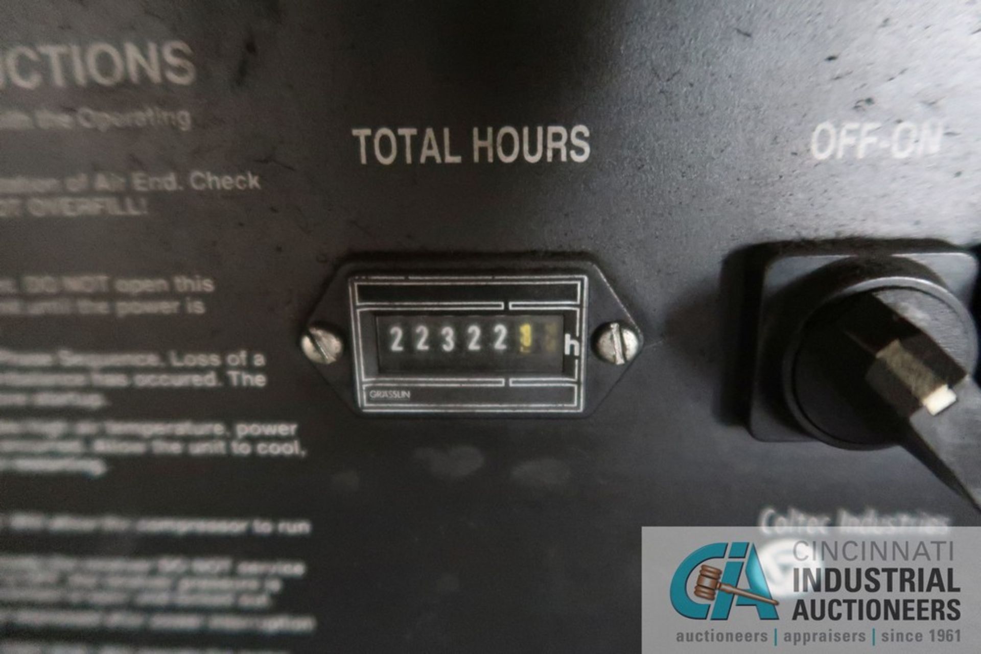 QUINCY AIR COMPRESSOR MODEL OMBCACA81B; S/N 82160, 223,221 HOURS, 230 VOLTS - Image 3 of 5