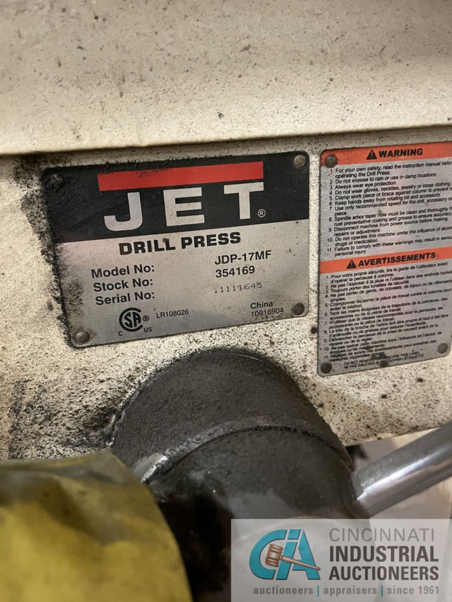 17" JET MODEL JDP-17MF FLOOR DRILL S/N 11111645 - Image 3 of 4