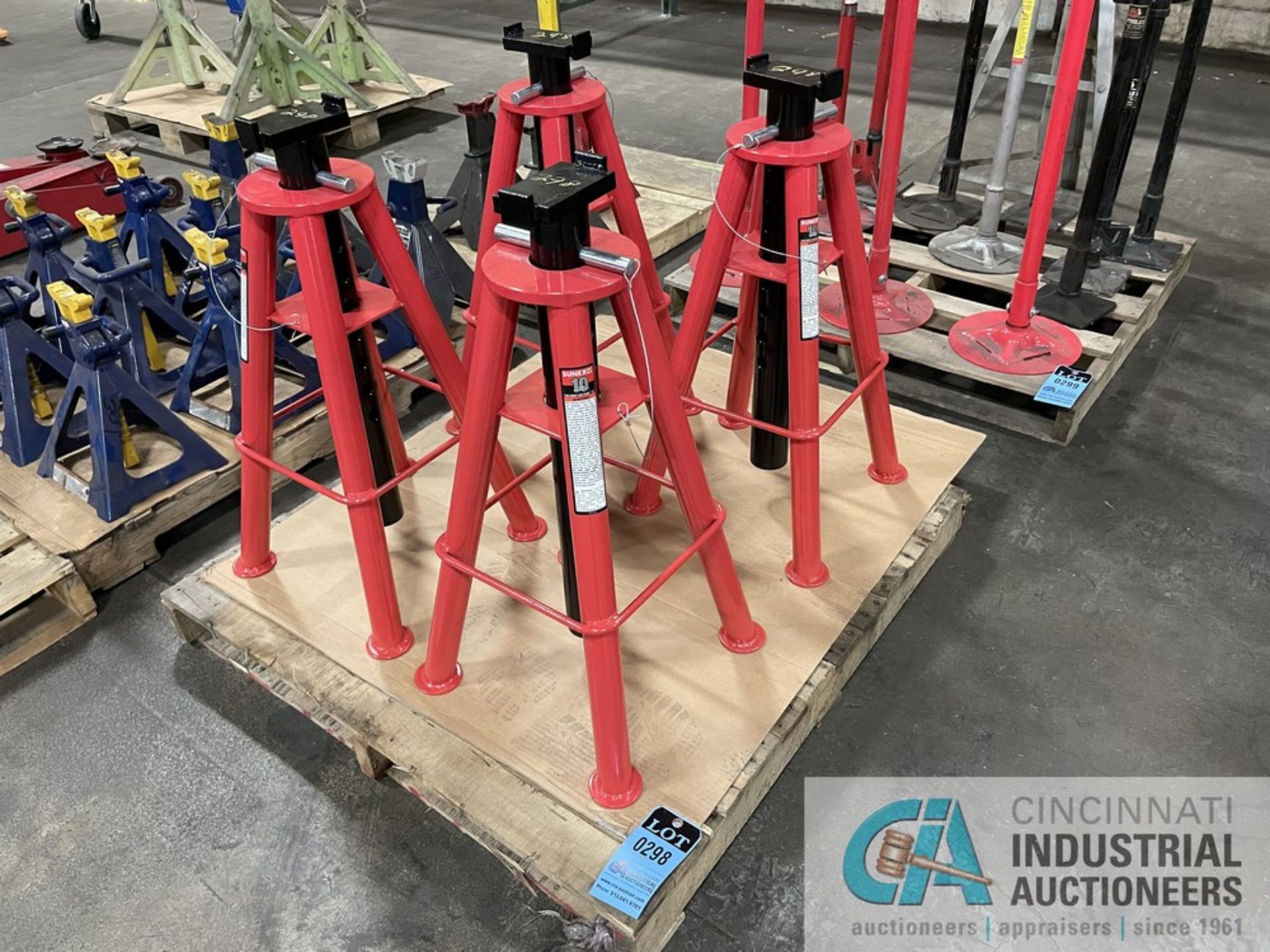 10 TON CAP. SUNEX H.D. MODEL 1410 HIGH HEIGHT JACK STANDS