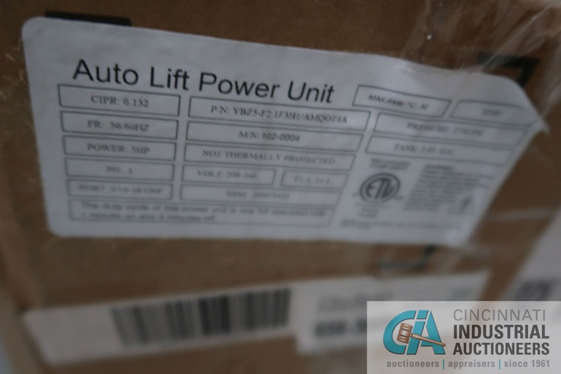 3 HP MFG UNKNOWN MODEL YDZ5-F2.1F3H1 AUTO LIFT POWER UNIT (NEW IN BOX) - Image 3 of 3