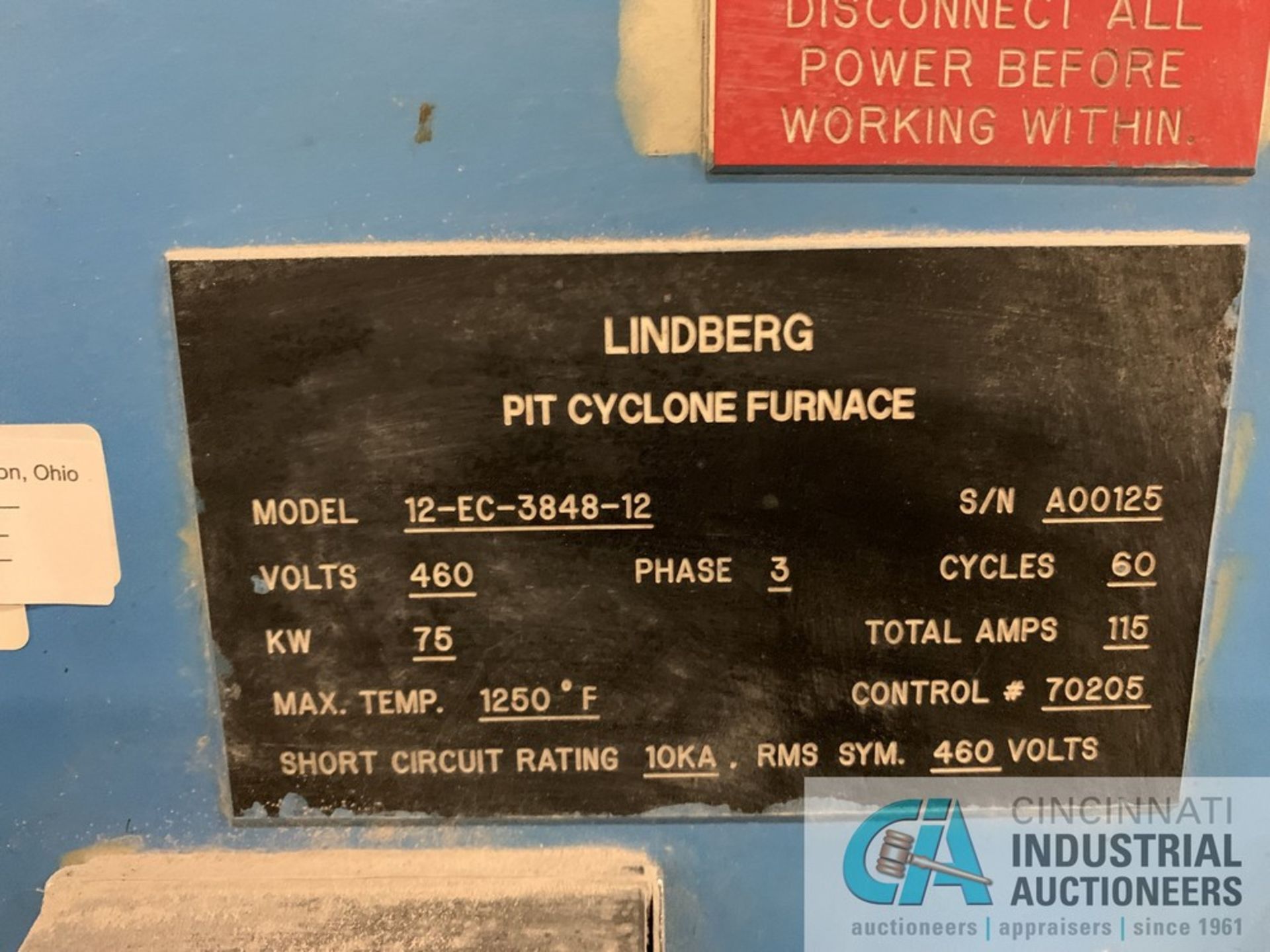 42" DIAMETER X 6' (APPROX.) LINDBERG MODEL 12-EC-3848-12 PIT CYCLONE ELECTRIC FURNACE; S/N A00123, - Image 16 of 20