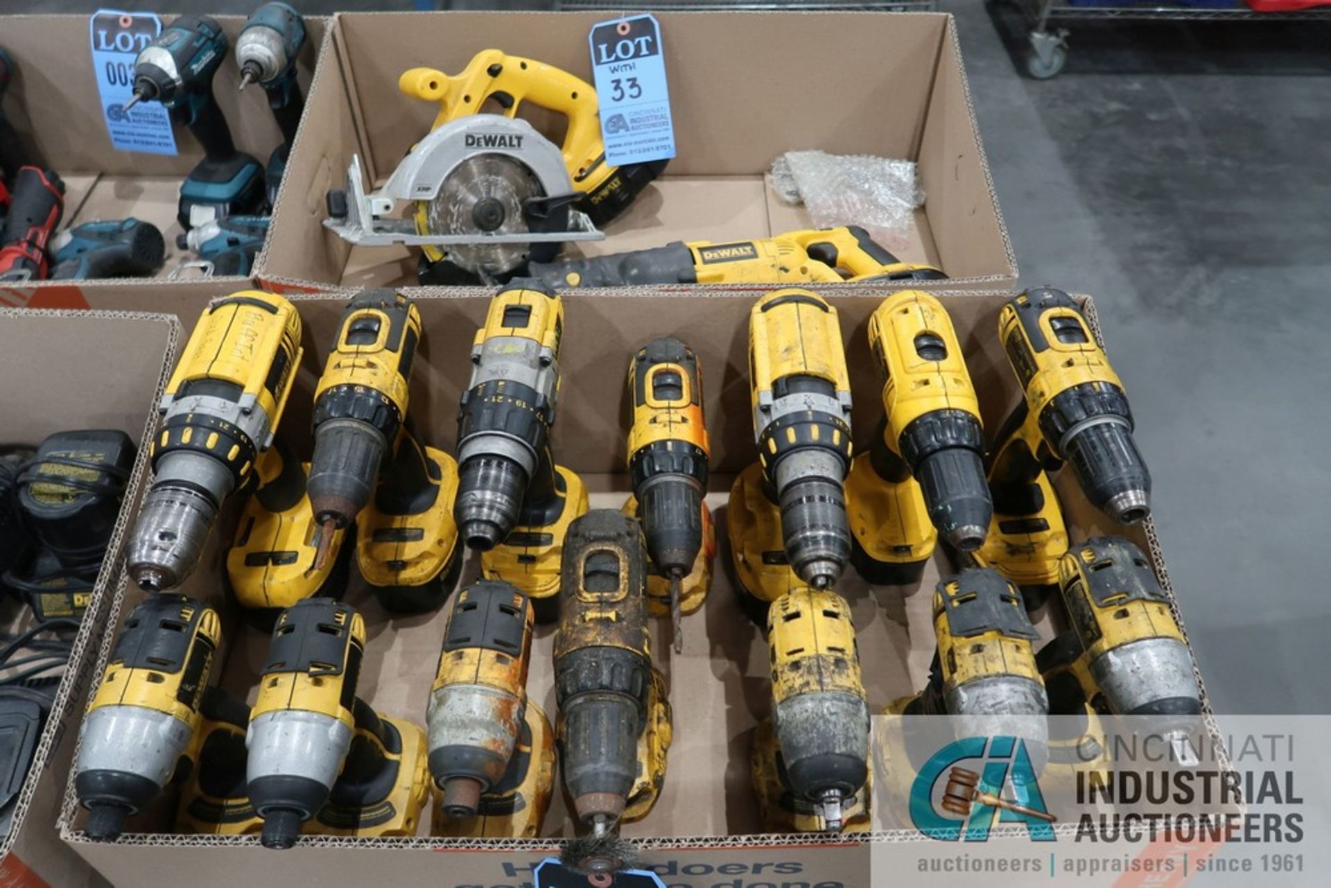 (LOT) MISC. DEWALT CORDLESS HAND TOOLS W/ CHARGERS