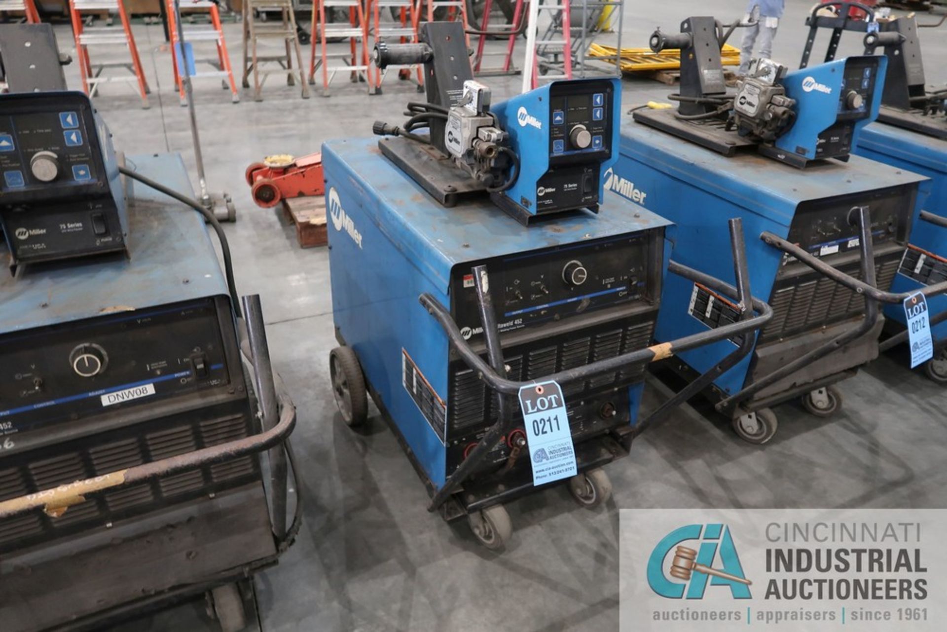 450 AMP MILLER MODEL DELTAWELD 452 CV DC WELDING POWER SOURCE; S/N LG310416C WITH MILLER 75 SERIES