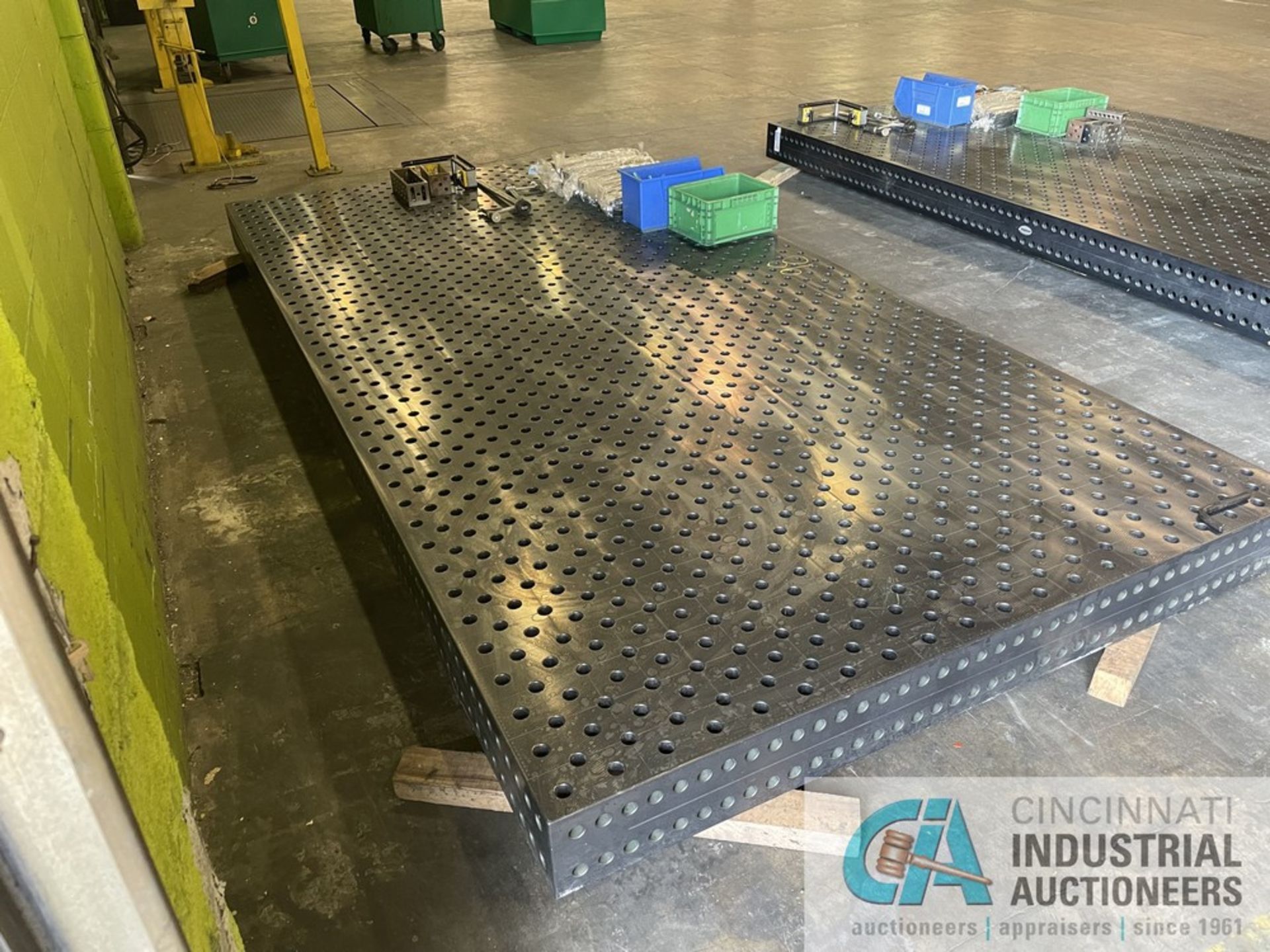 SIGMUND DEMMLER STYLE WELD TABLE 157.5" L X 78.75" W X 8" H (NEW 2016, NEVER USED) Approx. 1” Holes - Image 4 of 8