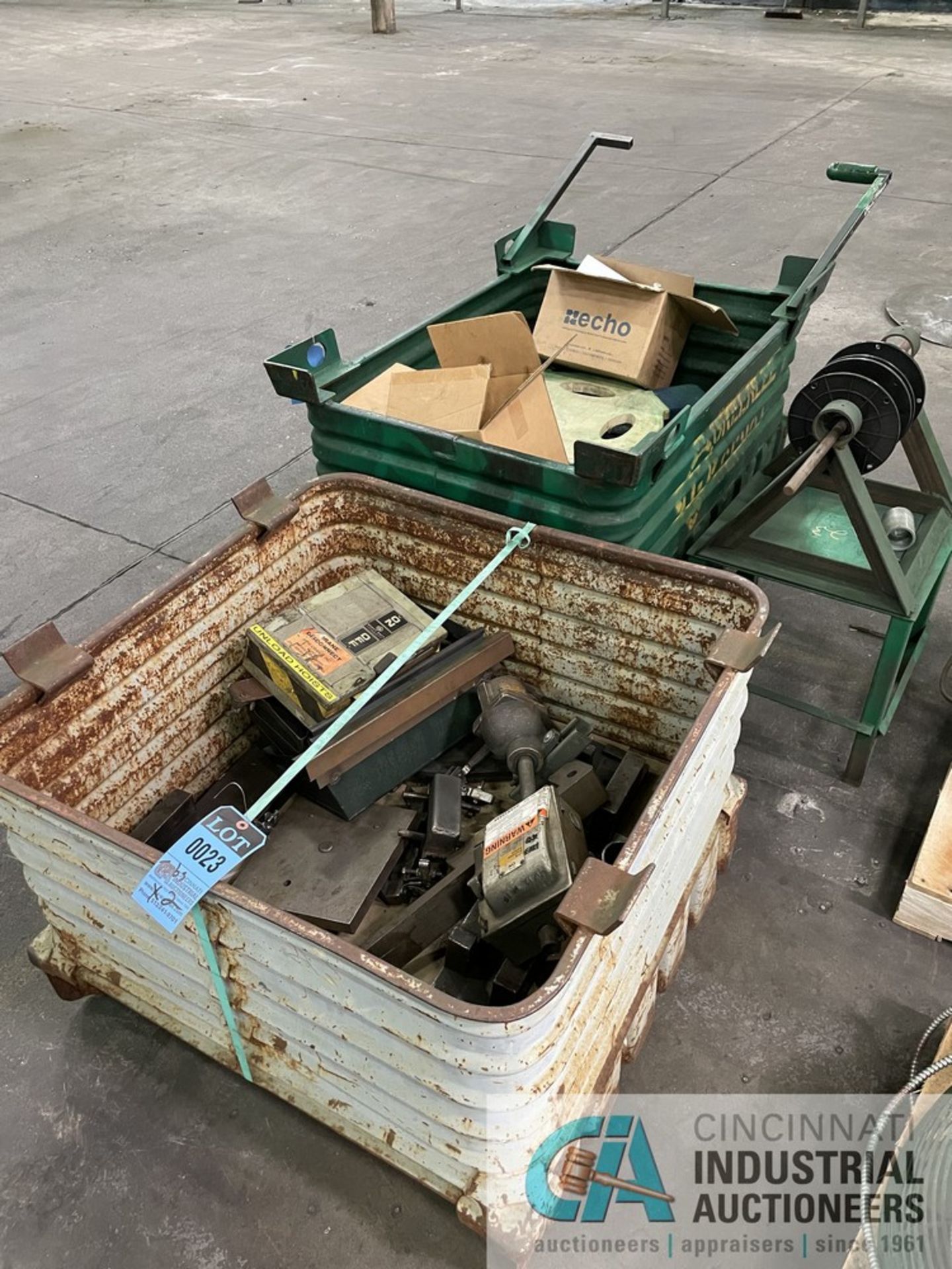 (LOT) (2) METAL TUBS WITH CONTENTS