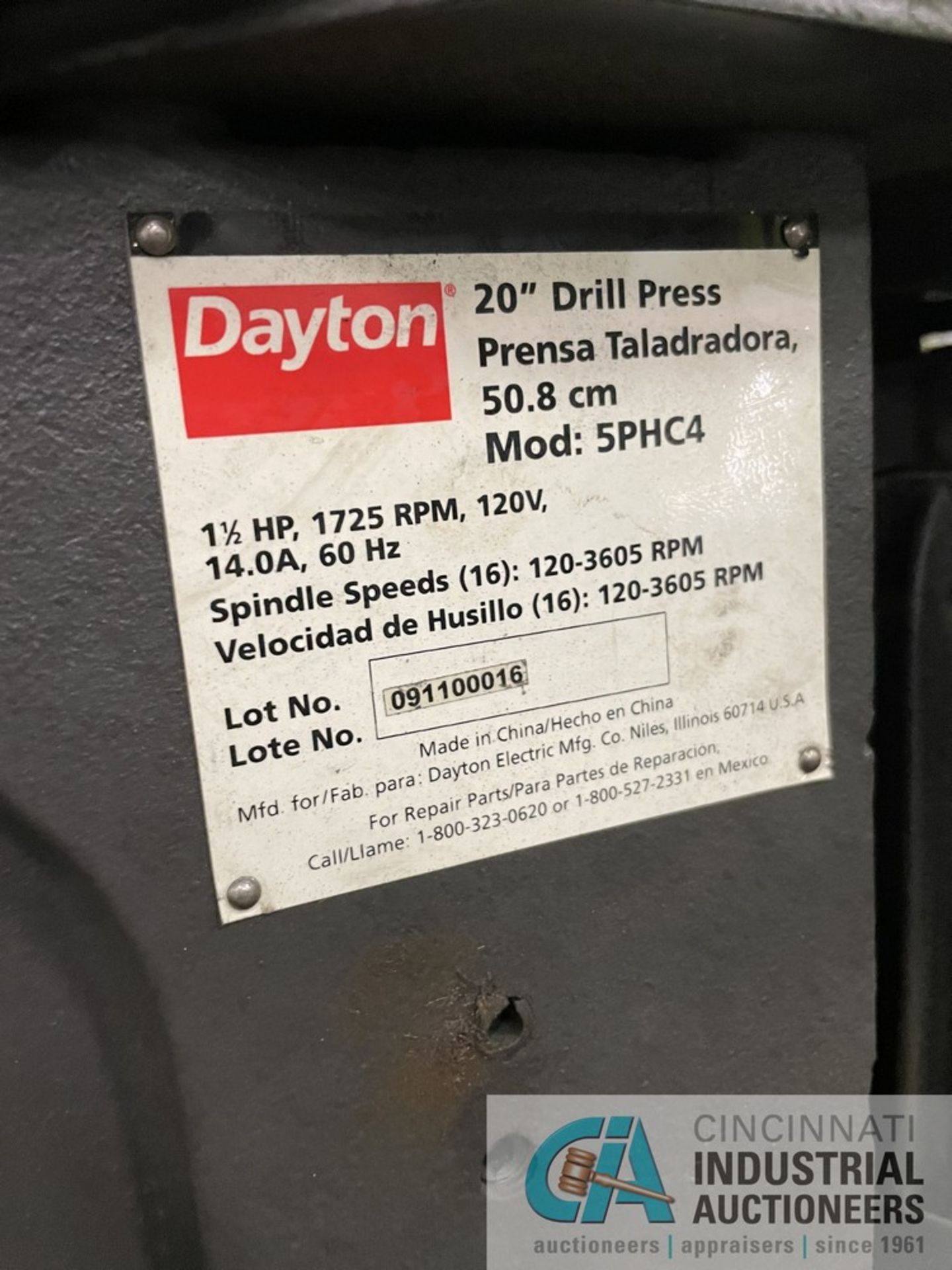 20" DAYTON DRILL PRESS - Image 4 of 6