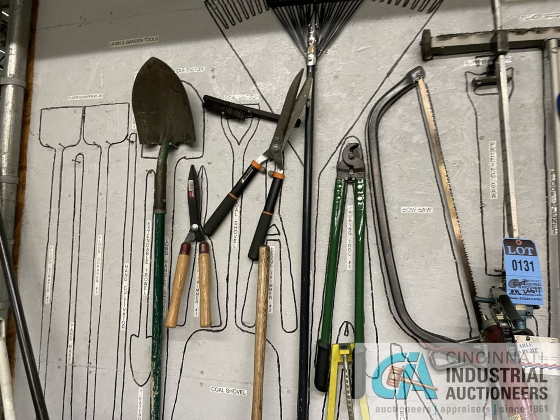 (LOT) MISCELLANEOUS HAND TOOLS, ETC. ON WALL - Image 6 of 6