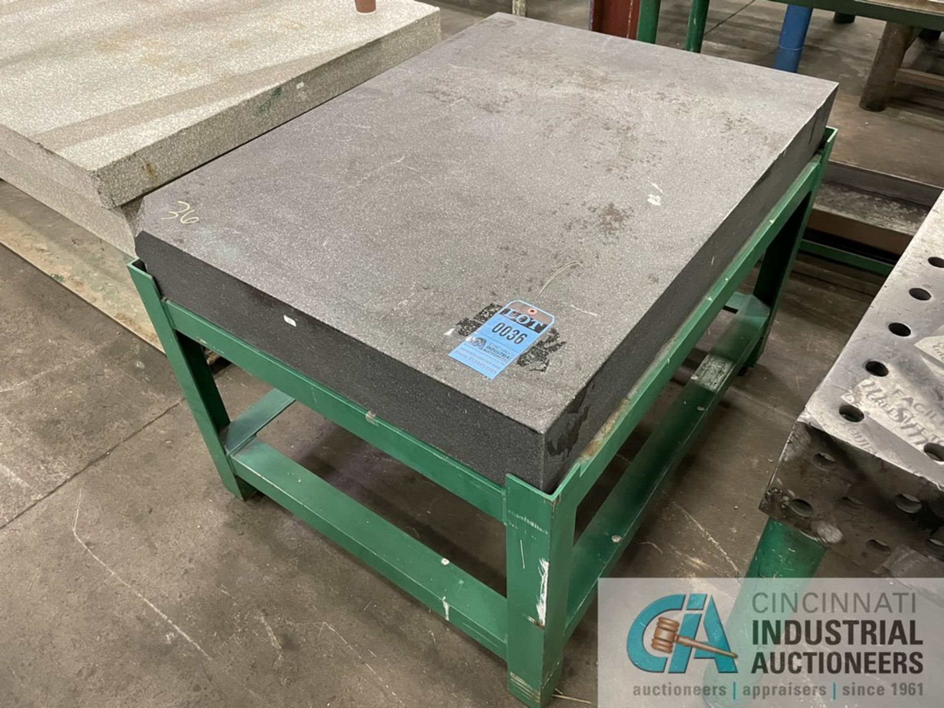 48.5"L X 46.25" W X 13" H GRANITE SURFACE PLATE WITH METAL STAND - Image 2 of 5