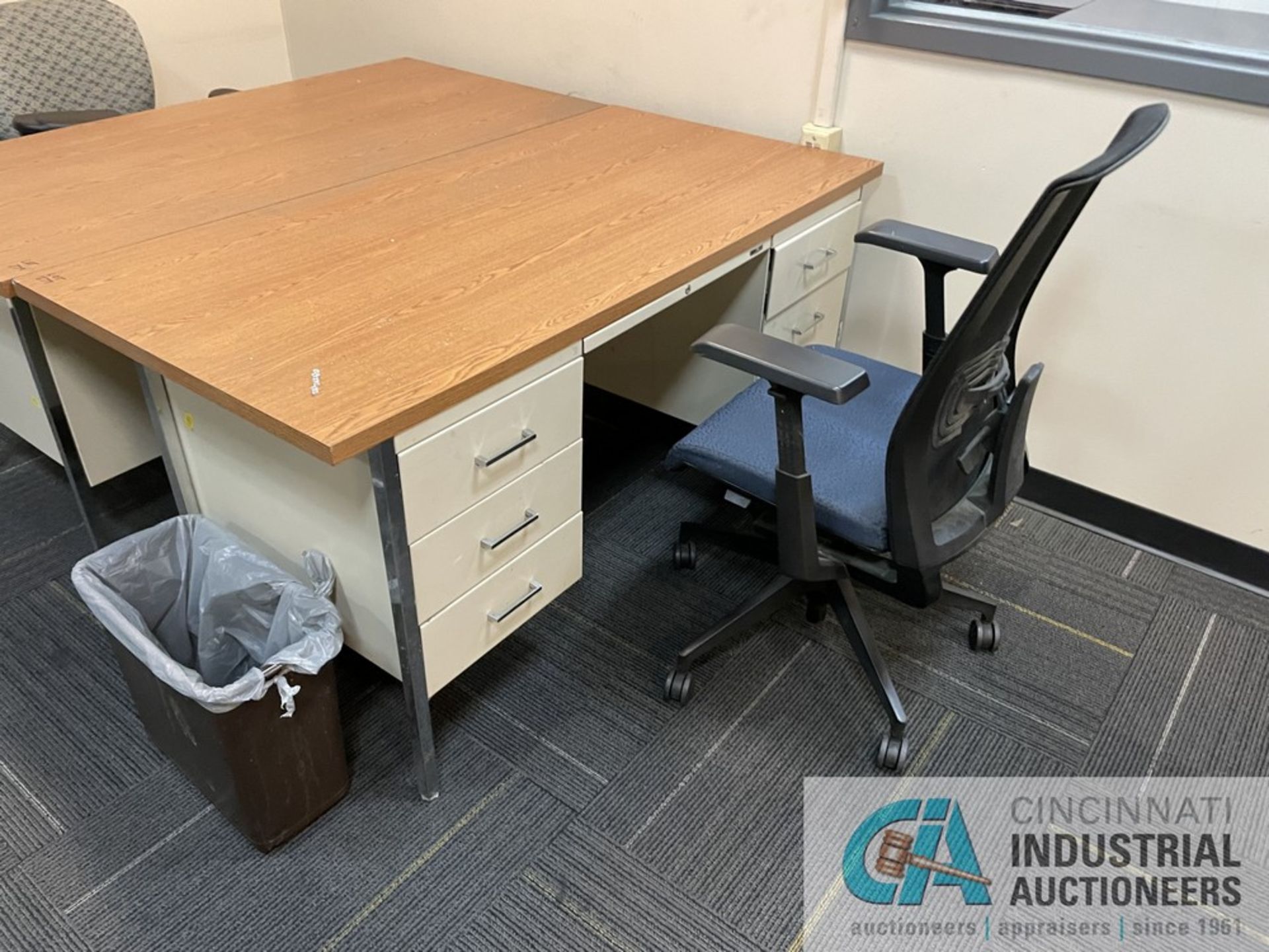 MISCELLANEOUS DESKS WITH (4) CHAIRS AND SHELF - Image 6 of 10