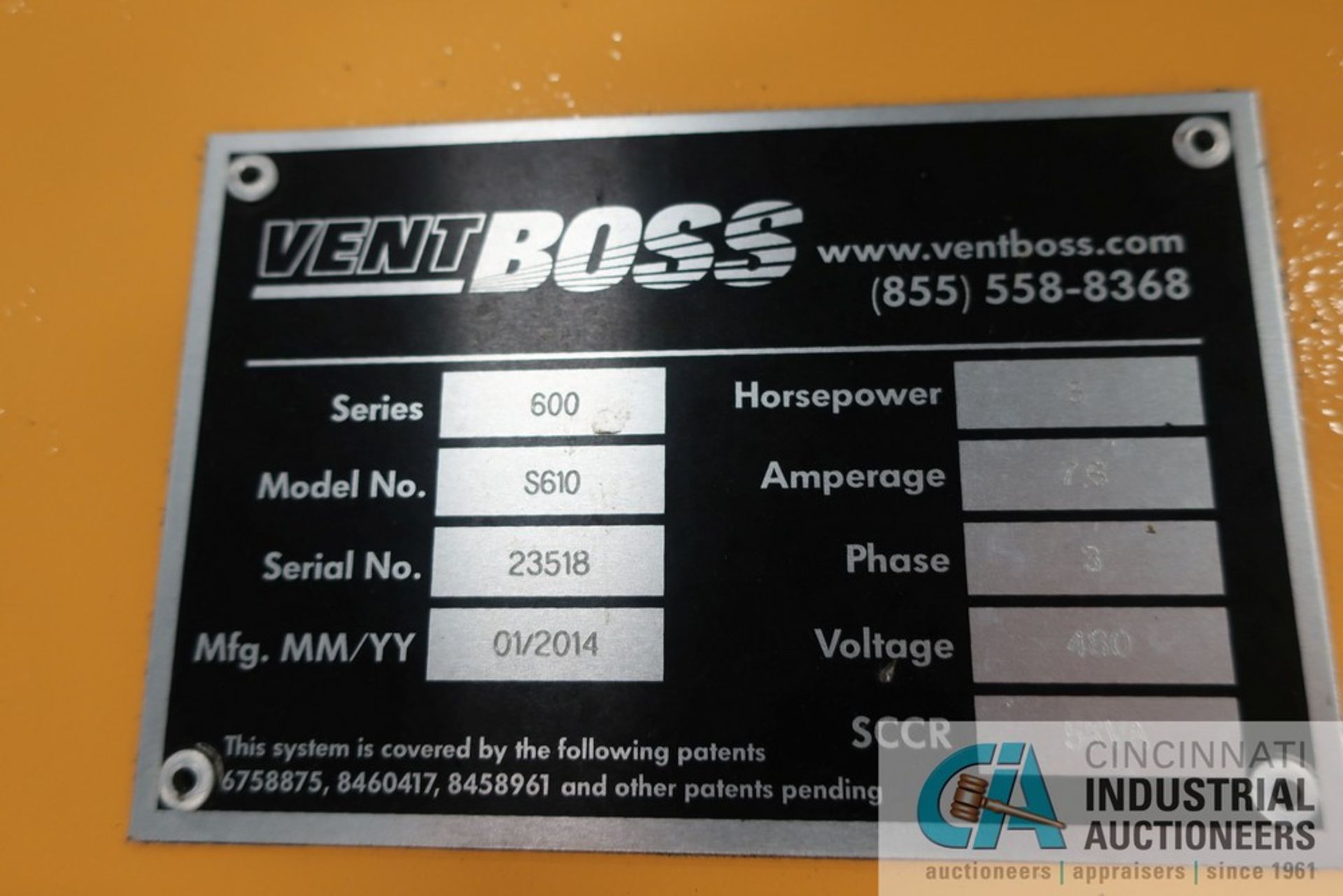 VENT BOSS MODEL S610, S/N 23518 (NEW 2014) CLEAN AIR MAKEUP UNIT - Image 4 of 8