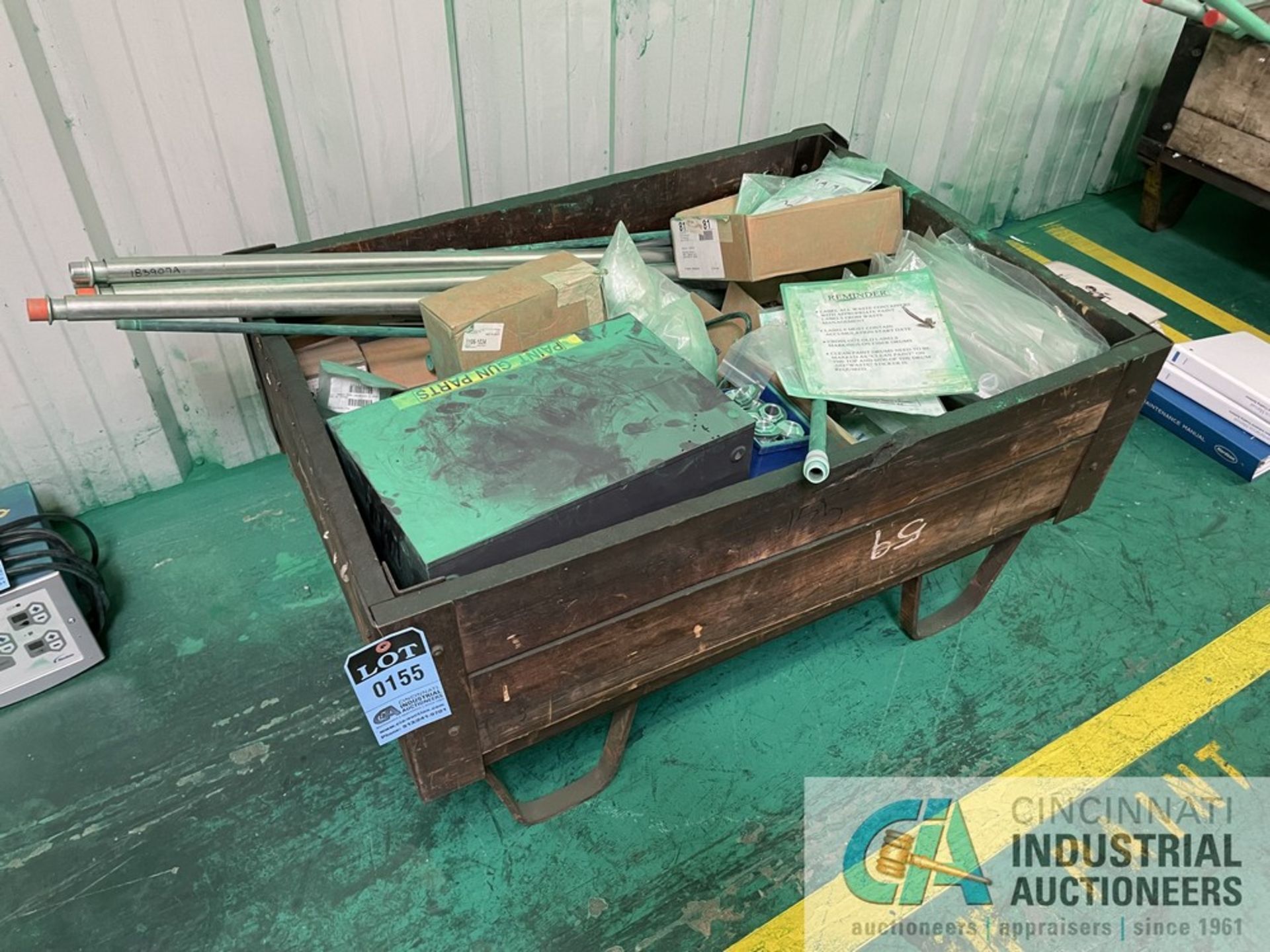 SKID OF MISCELLANEOUS NORDSON PAINT BOOTH RELATED PARTS