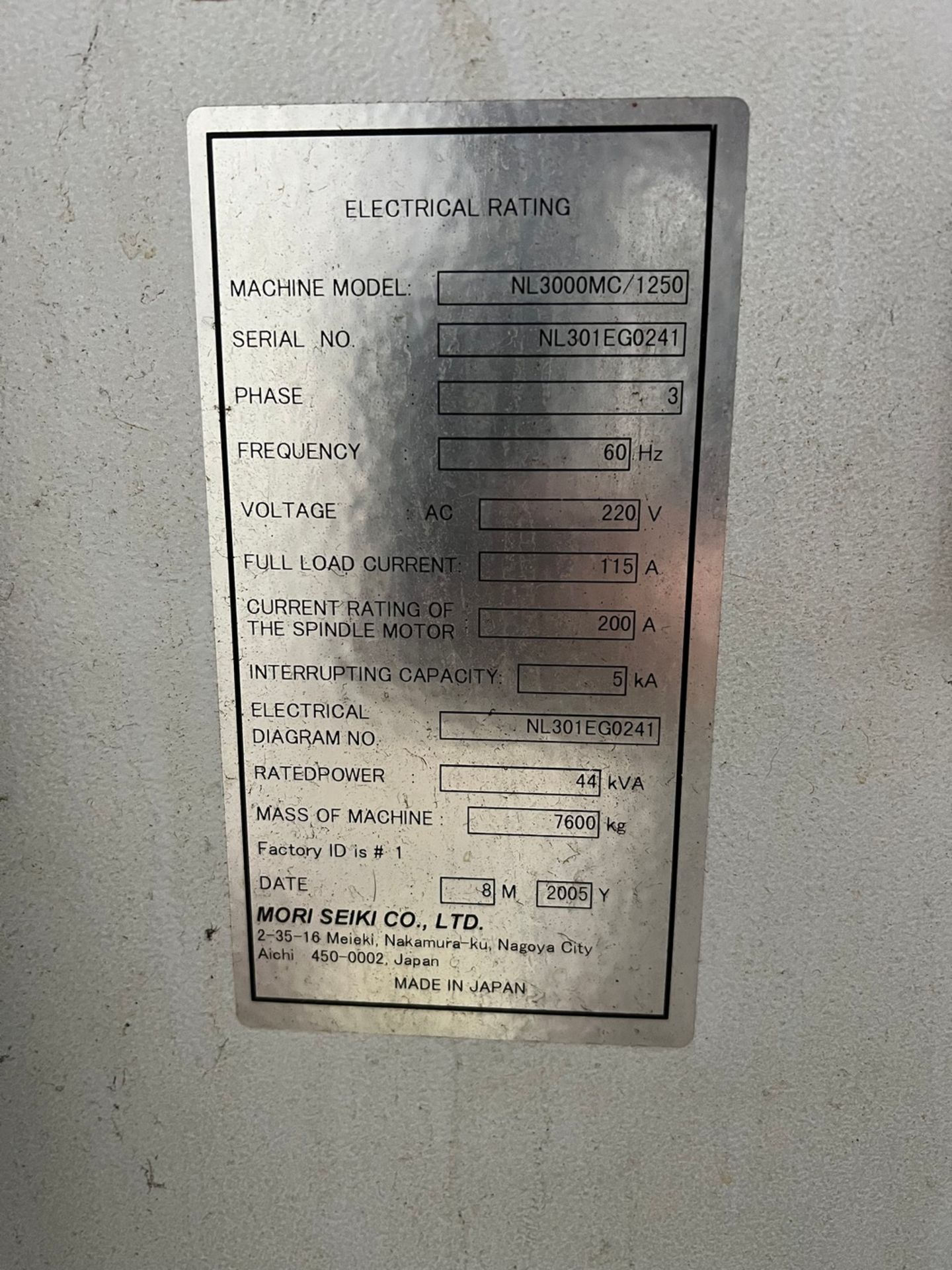 MORI SEIKI MODEL NL3000MC/1250 CNC TURNING CENTER WITH LIVE TOOLING; S/N NL301EG0241, 12" THREE- - Image 18 of 20