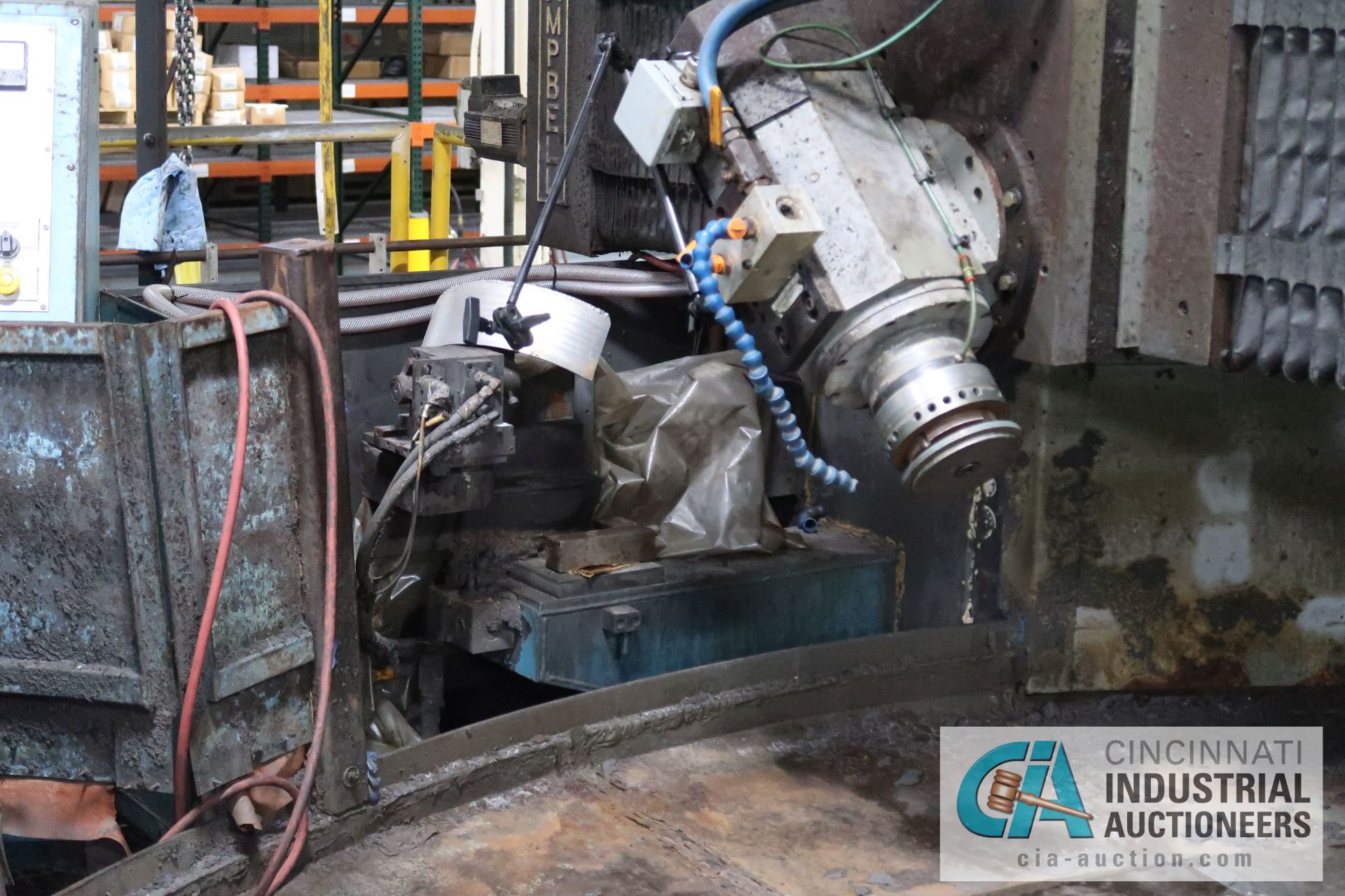 120" CAMPBELL DUAL HEAD VERTICAL SPINDLE GRINDER; 180" ACTUAL SWING, (2) ALLEN BRADLEY PANEL VIEW - Image 13 of 20