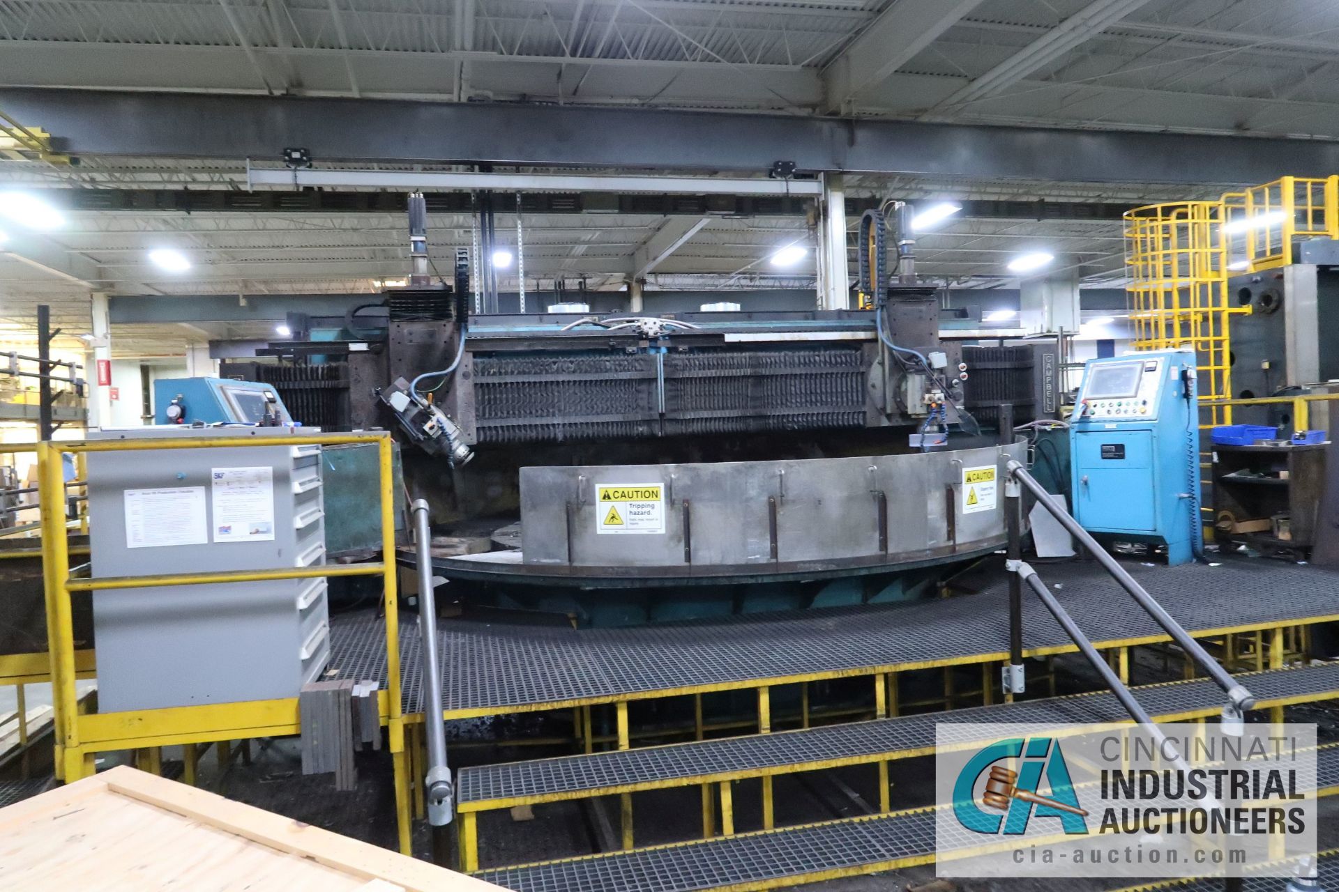 120" CAMPBELL DUAL HEAD VERTICAL SPINDLE GRINDER; 180" ACTUAL SWING, (2) ALLEN BRADLEY PANEL VIEW - Image 2 of 20