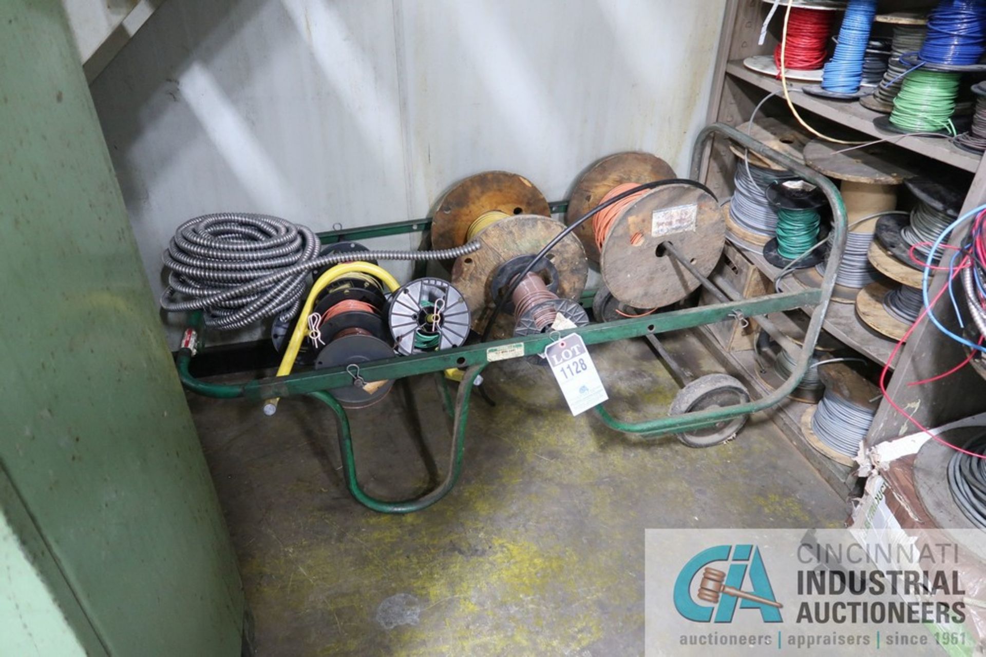 (LOT) MISCELLANEOUS ELECTRICAL WIRE WITH CART AND SHELVING - Image 2 of 5