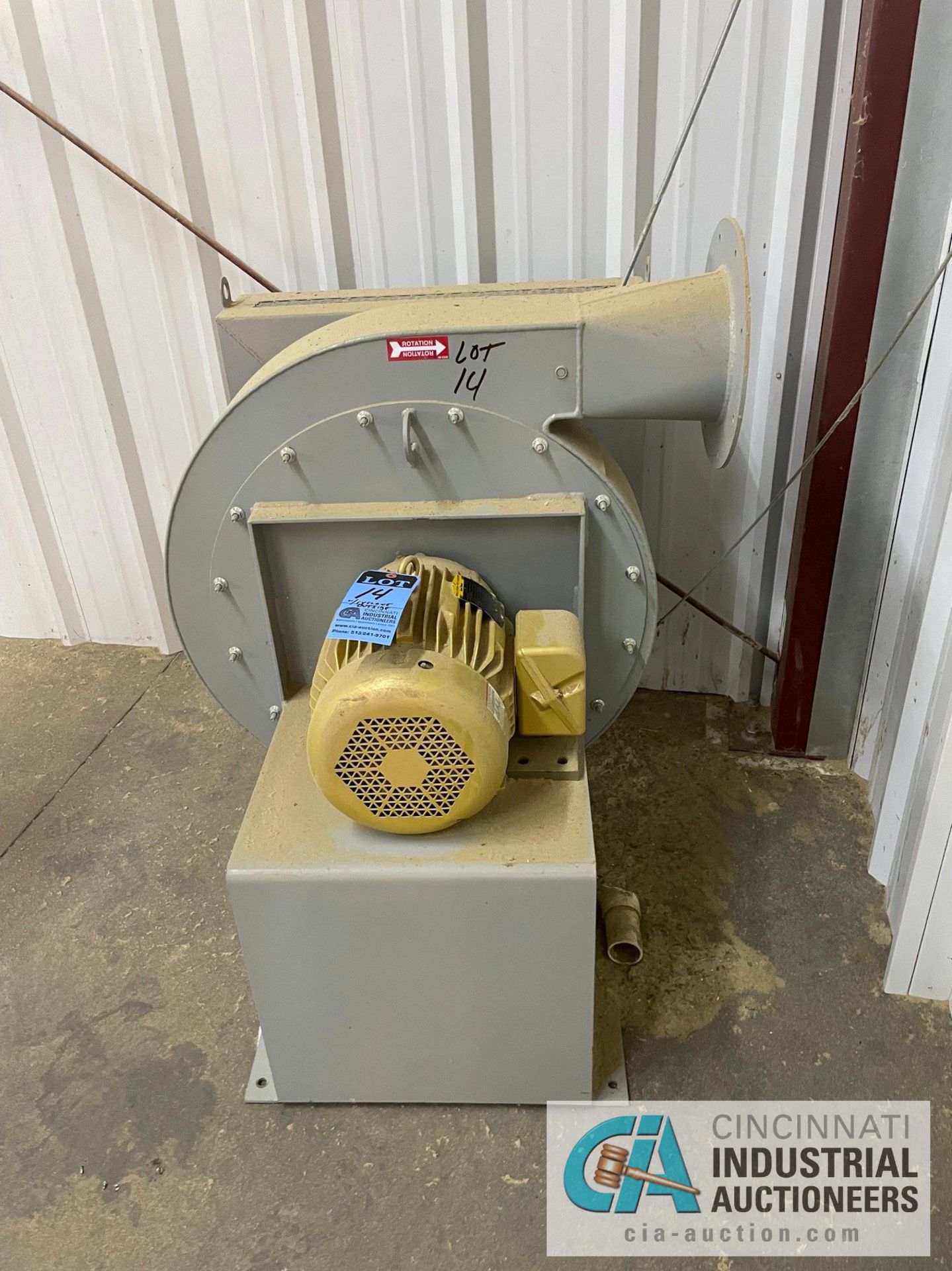 10-HP DUST COLLECTOR; QUICKDRAFT BLOWER UNIT AND CYCLONE OUTSIDE, APPROX. 15' OVERALL HEIGHT, 8' X - Image 9 of 12