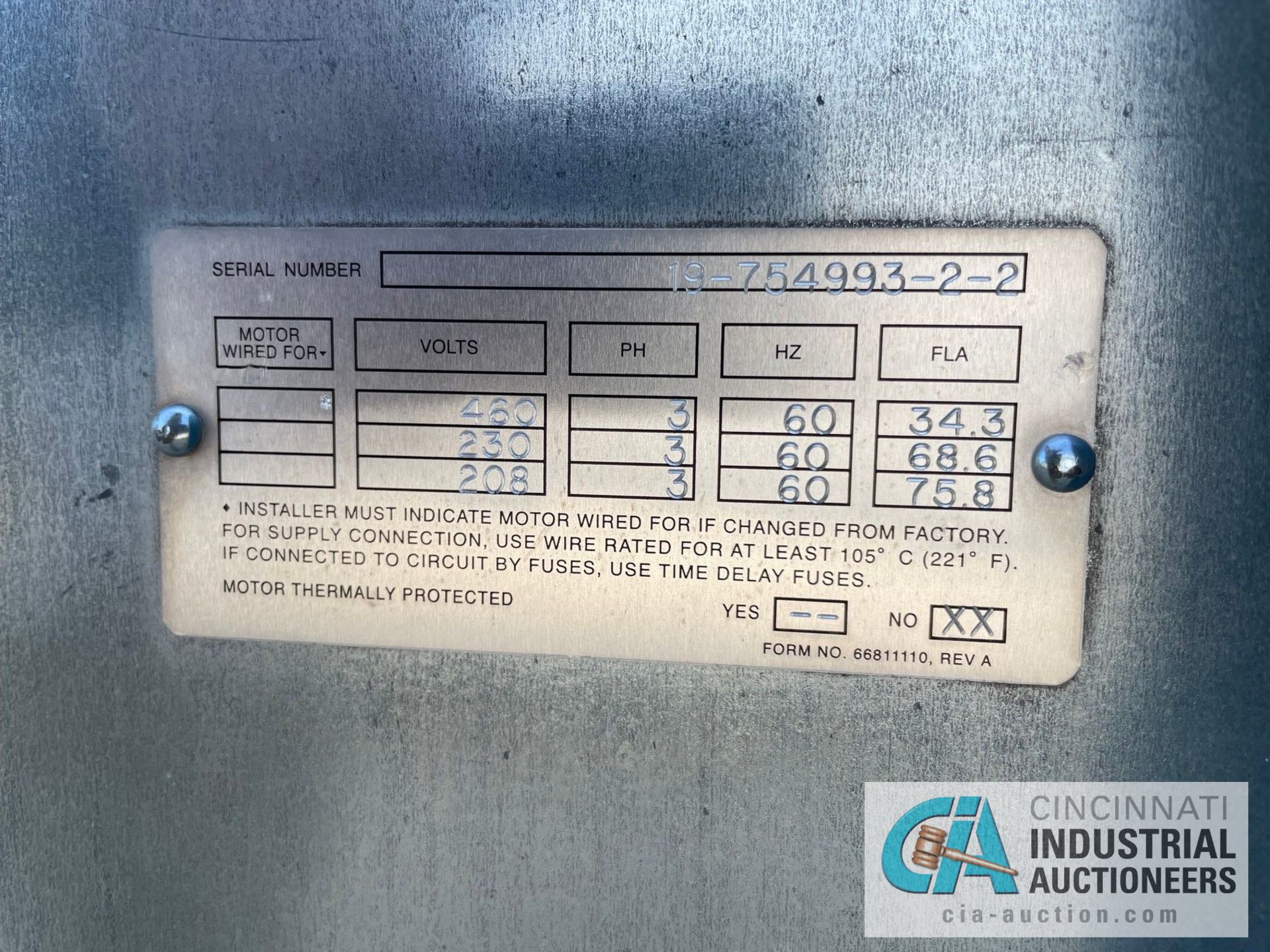 20,000 CFM X 30-HP TCF TWIN CITY FAN BLOWER SYSTEM WITH JOHNSON CONTROLS MODEL AYK-550 V/S DRIVE; - Image 6 of 16