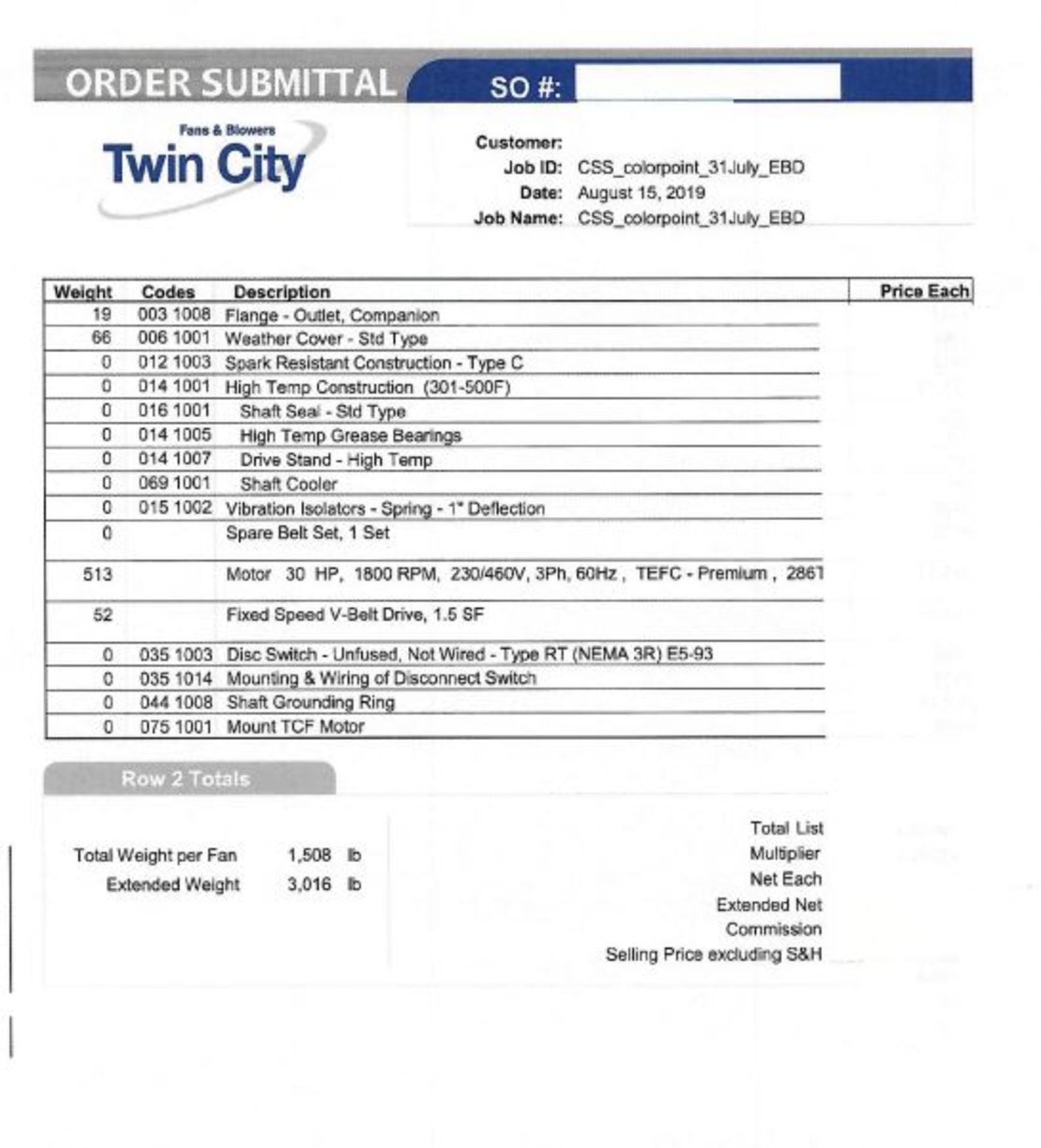 20,000 CFM X 30-HP TCF TWIN CITY FAN BLOWER SYSTEM WITH JOHNSON CONTROLS MODEL AYK-550 V/S DRIVE; - Image 13 of 13