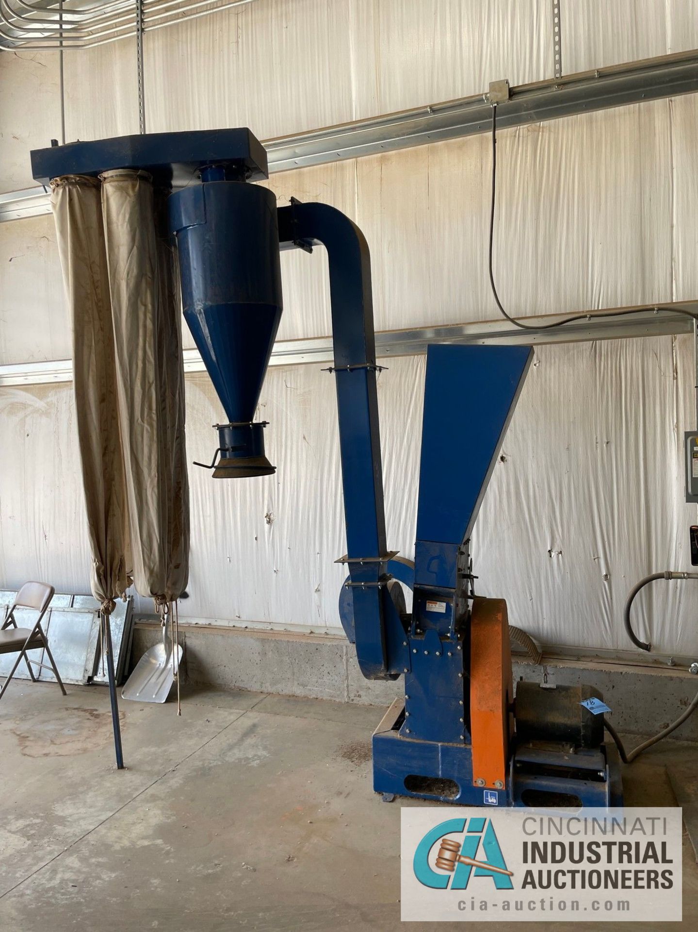 10-HP COLLINS HIPPO SIZE 1 MODEL MH1-F HAMMER MILL WITH CYCLONE DUST COLLECTOR S/N 4387 (NEW 2017)