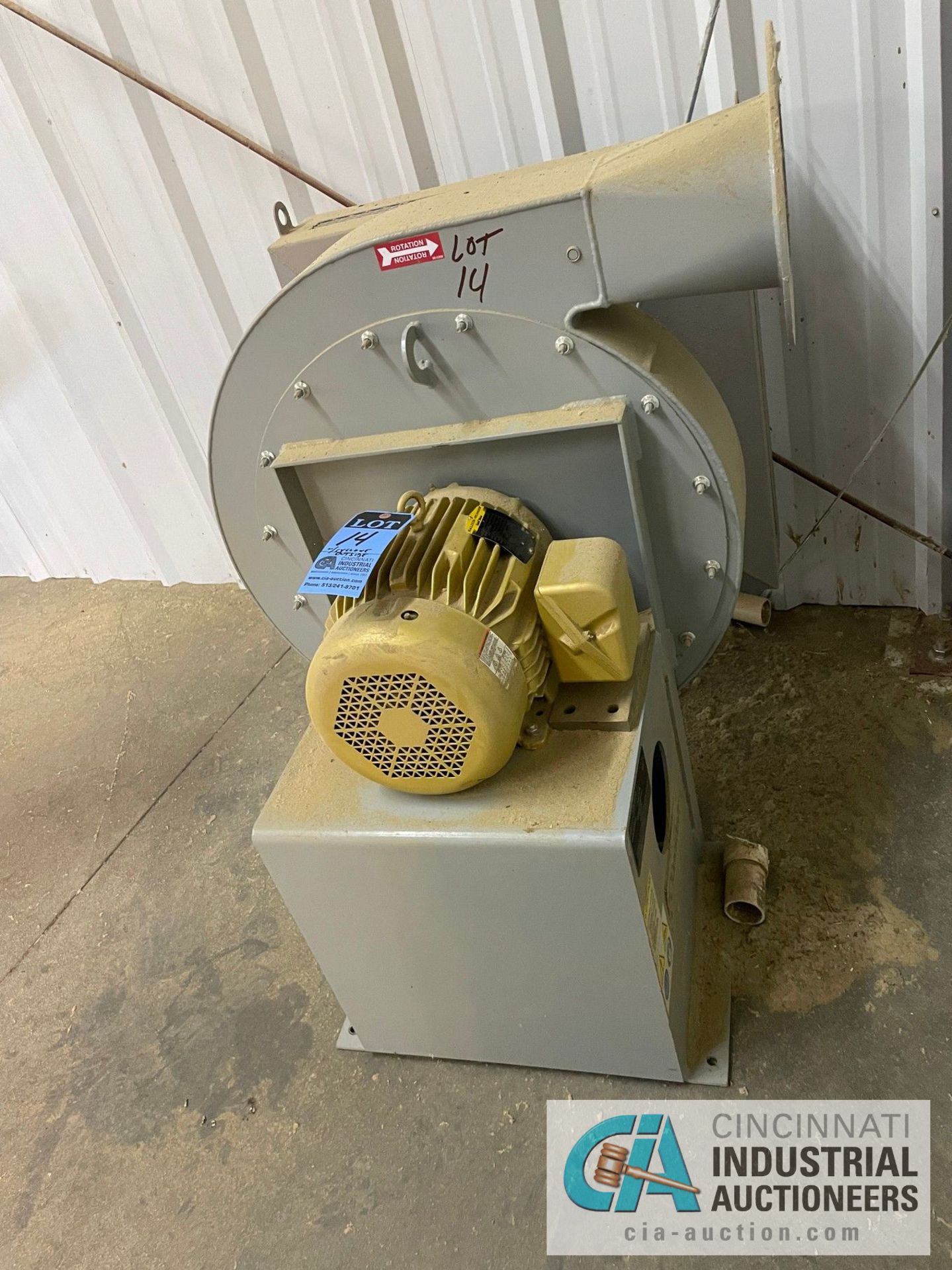 10-HP DUST COLLECTOR; QUICKDRAFT BLOWER UNIT AND CYCLONE OUTSIDE, APPROX. 15' OVERALL HEIGHT, 8' X - Image 12 of 12