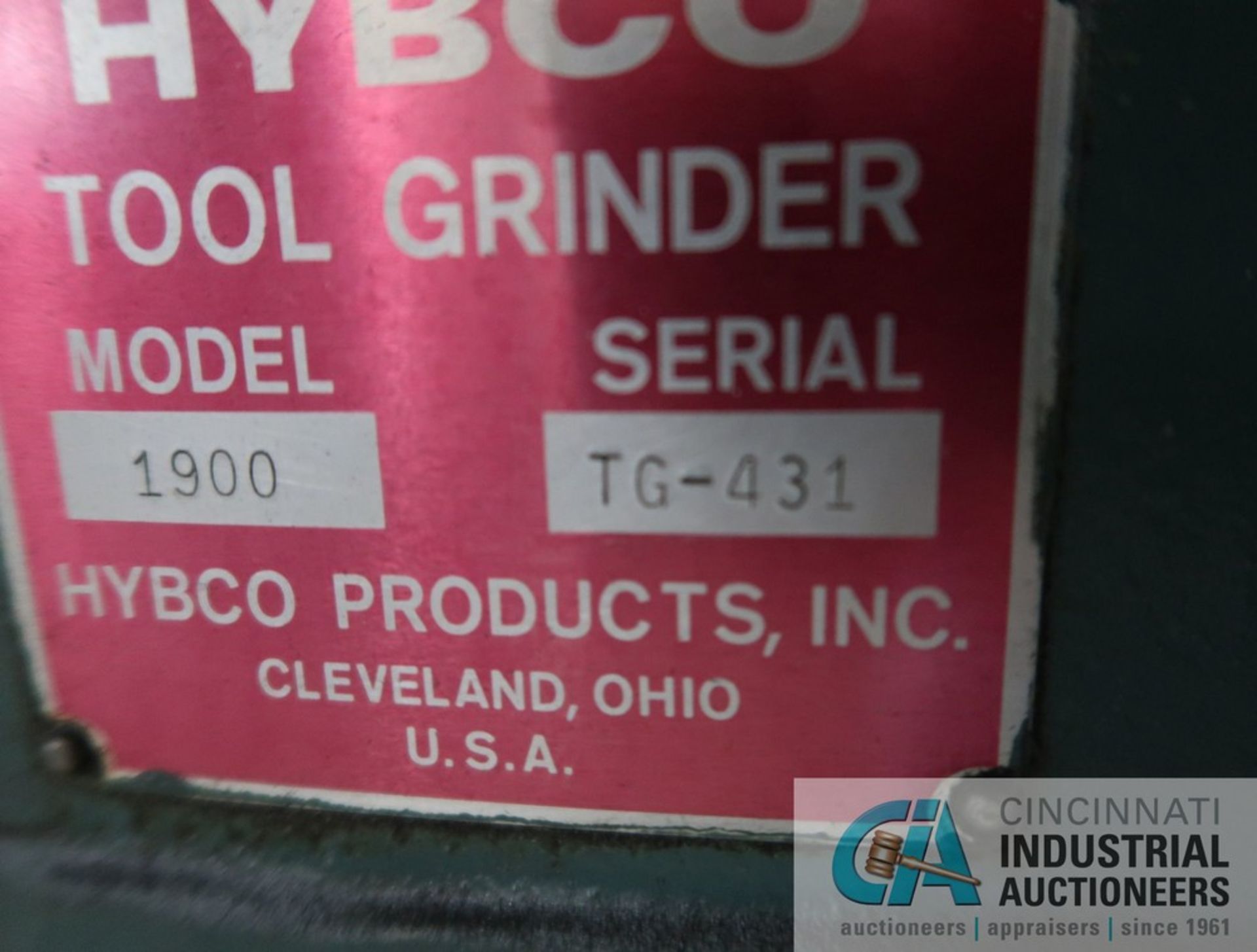 HYBCO MODEL 1900 UNIVERSAL TOOL GRINDER; S/N TG-431I, WITH HYBCO MODEL 2100-SB RELIEF GRINDER, - Image 11 of 11