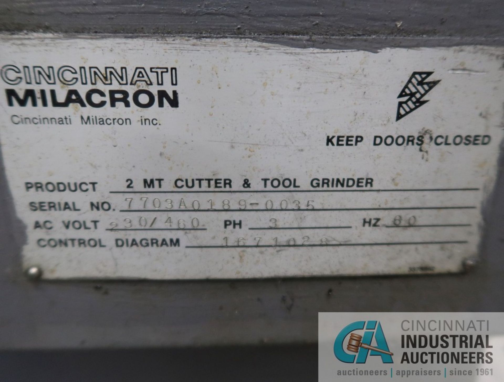 CINCINNATI MILACRON NO. 2 MT NEWER SQUARE BASE UNIVERSAL TOOL GRINDER; S/N 7703A0189-0035, WITH - Image 11 of 11