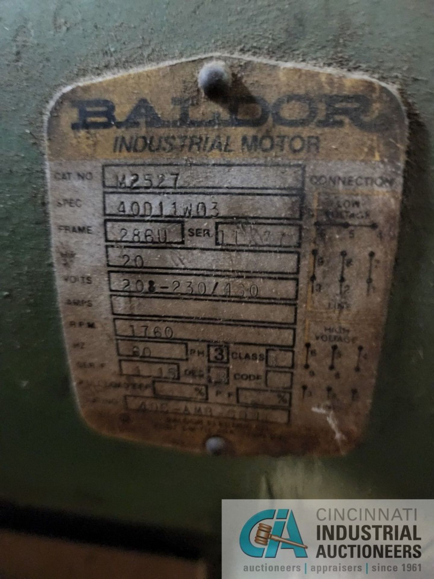 20 HP BALDOR ELECTRIC MOTOR - Image 2 of 2