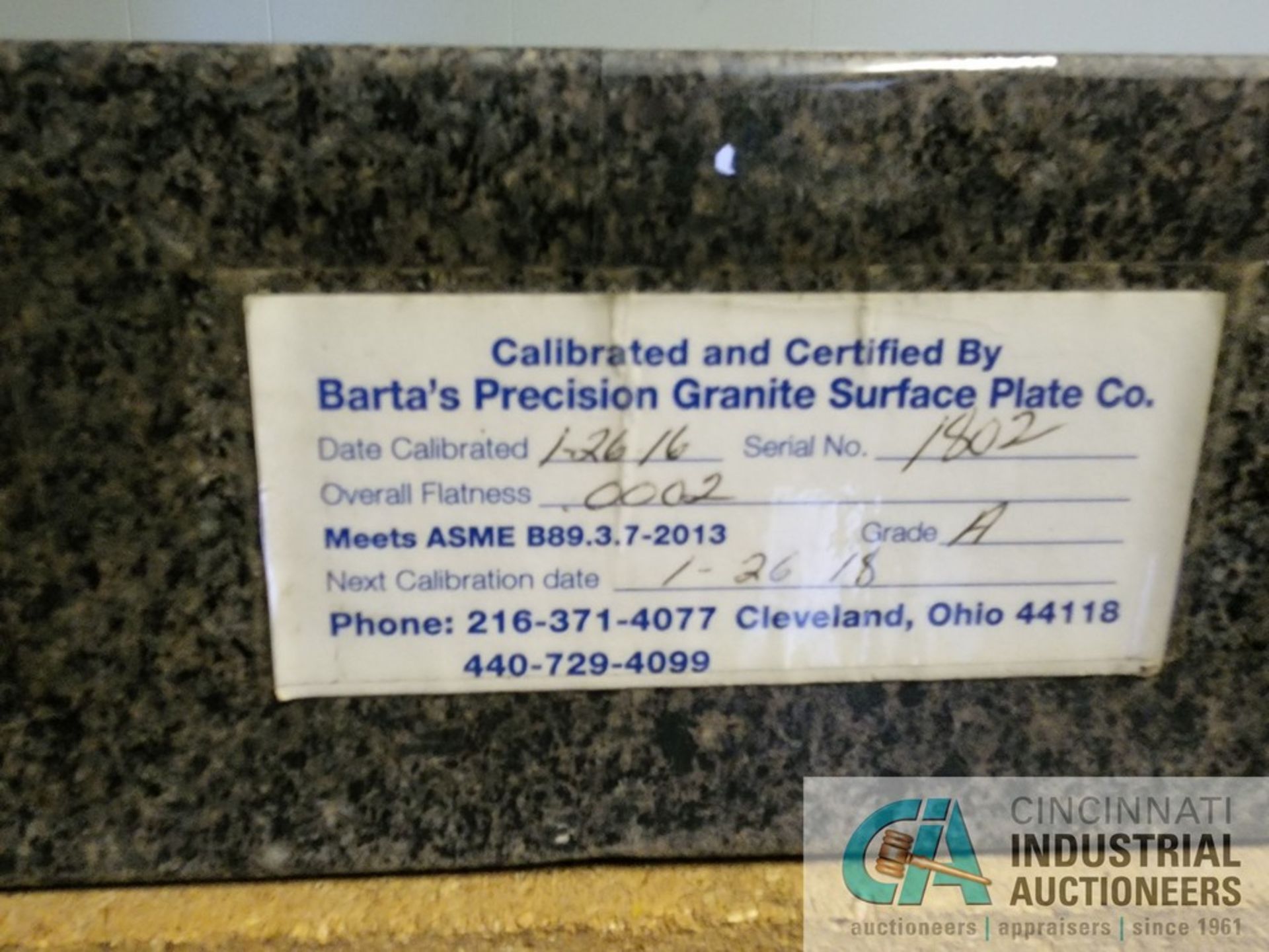 24" X 36" BARTA'S GRANITE SURFACE PLATE W/ STAND - Image 2 of 3